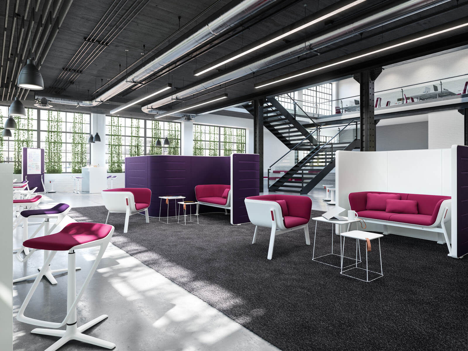 HUB HU210 Sofa von Interstuhl, stilvolles Loungesofa mit hoher Rückenlehne, Akustikkomfort und modernem Design für Arbeitsbereiche