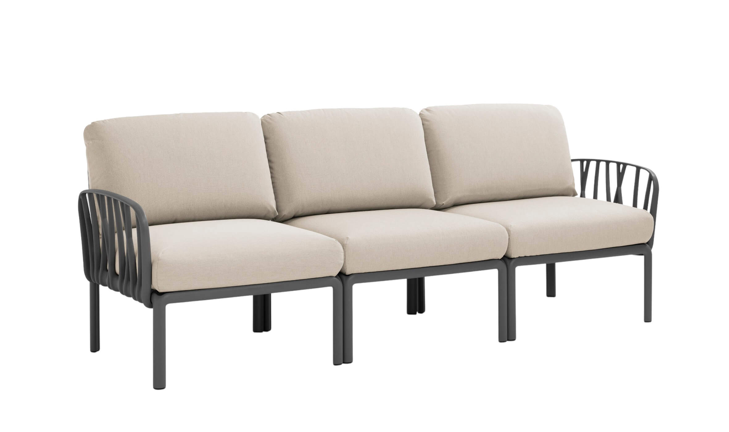 Nardi Komodo 3-Sitzer Gartensofa anthrazit, Outdoor-Sofa, wetterfest, langlebig, modernes italienisches Design