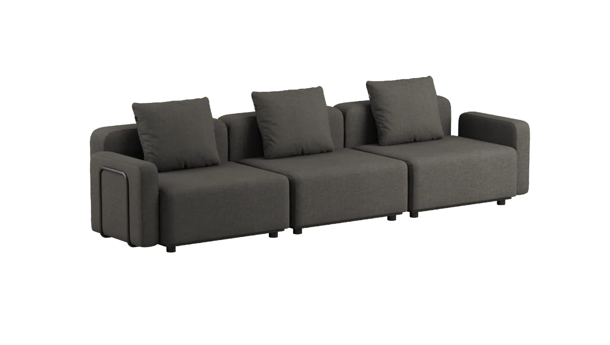 Cobana Loungesofa 3-Sitzer mit Armlehnen, kirra noir