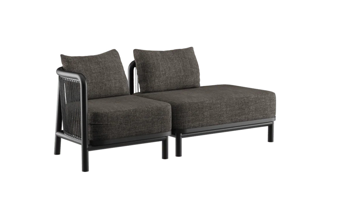 Kirra Loungesofa 2-Sitzer Open End Links, kirra noir
