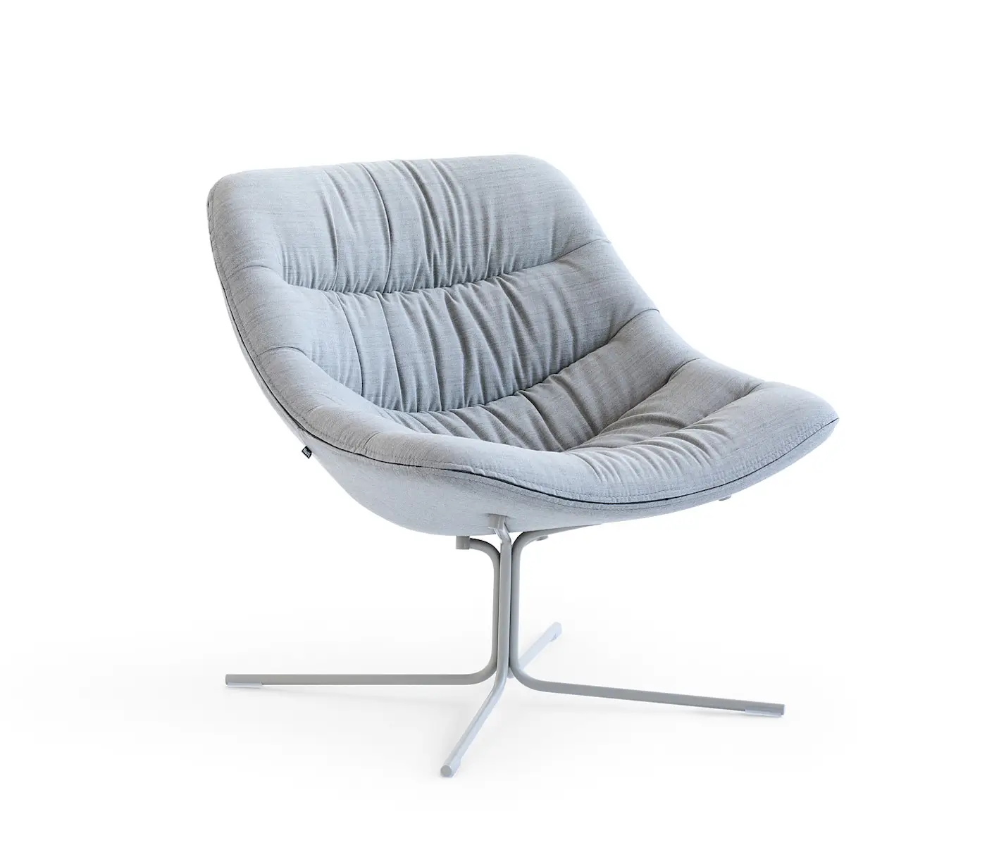 Noti Mishell Soft Sessel in Grau mit Kreuzgestell als freigestellte Produktansicht