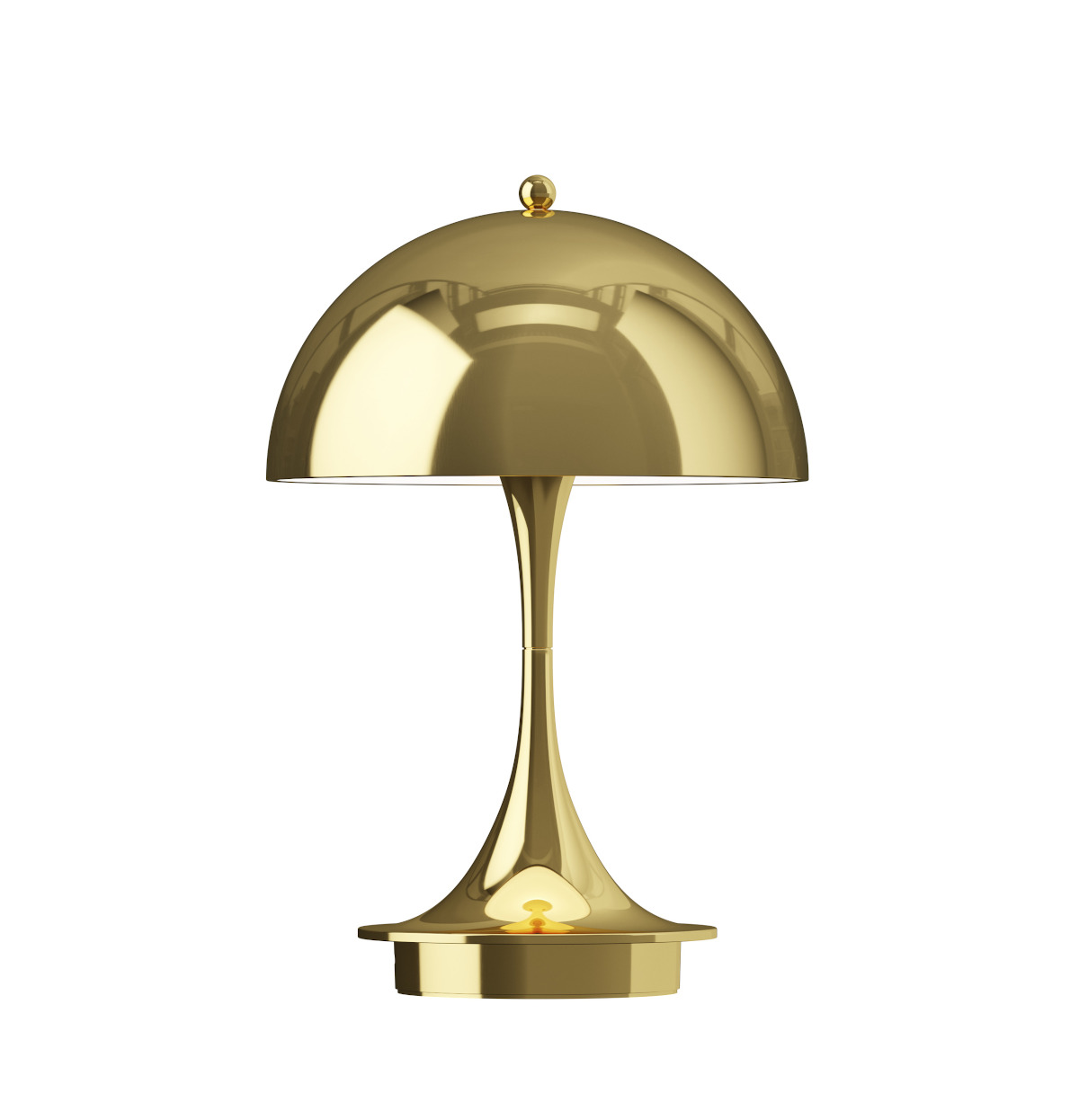 Panthella 160 Portable Tischleuchte Brass Metallised – Louis Poulsen Louis Poulsen Panthella 160 Portable Tischleuchte, brass metallised, kabellos, dimmbar, modernes Design, LED-Licht