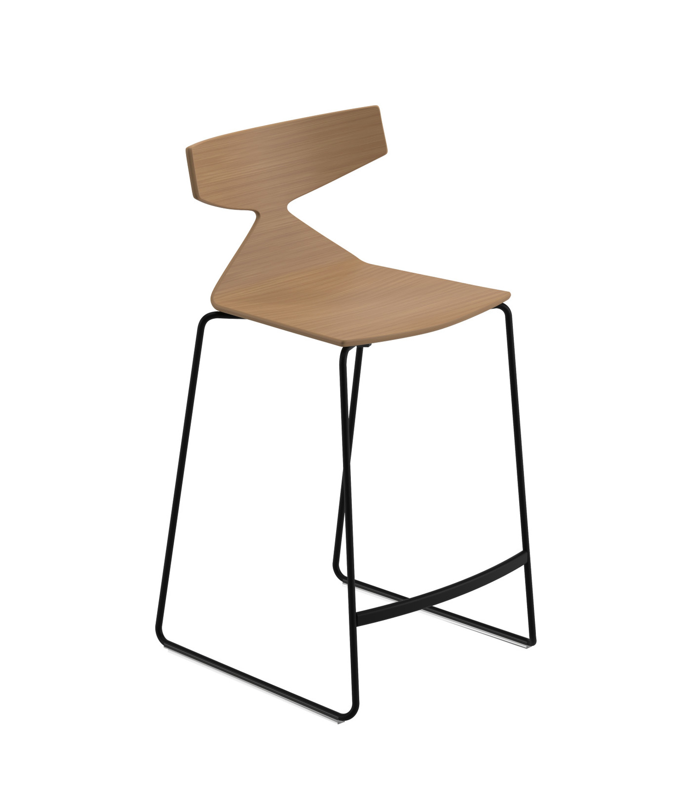 Saya Barhocker, höhe 65 cm, schwarz / effekt teak #3703