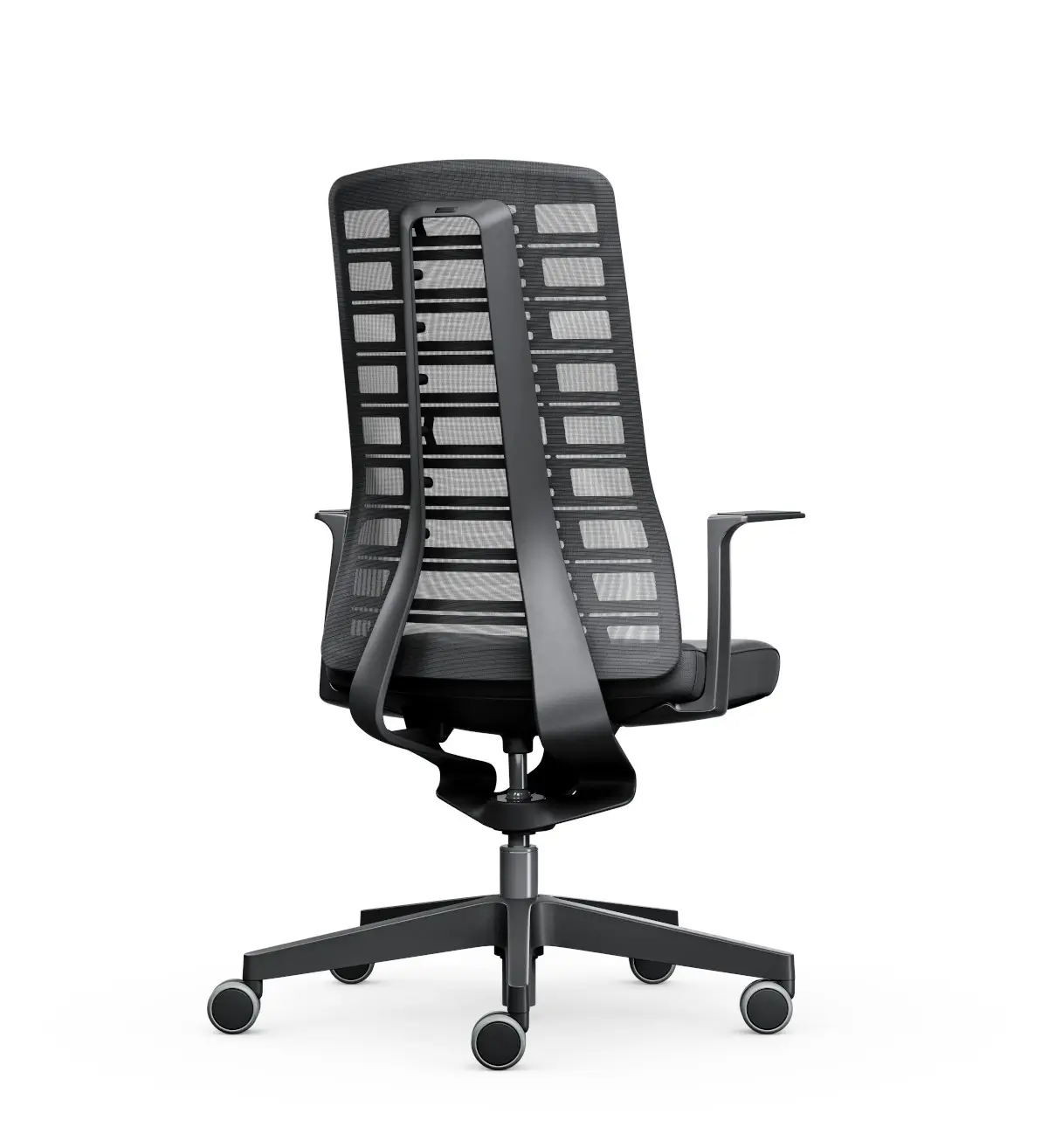 Interstuhl PUREis3 PU213 Bürodrehstuhl in Schwarz aus der Rückansicht