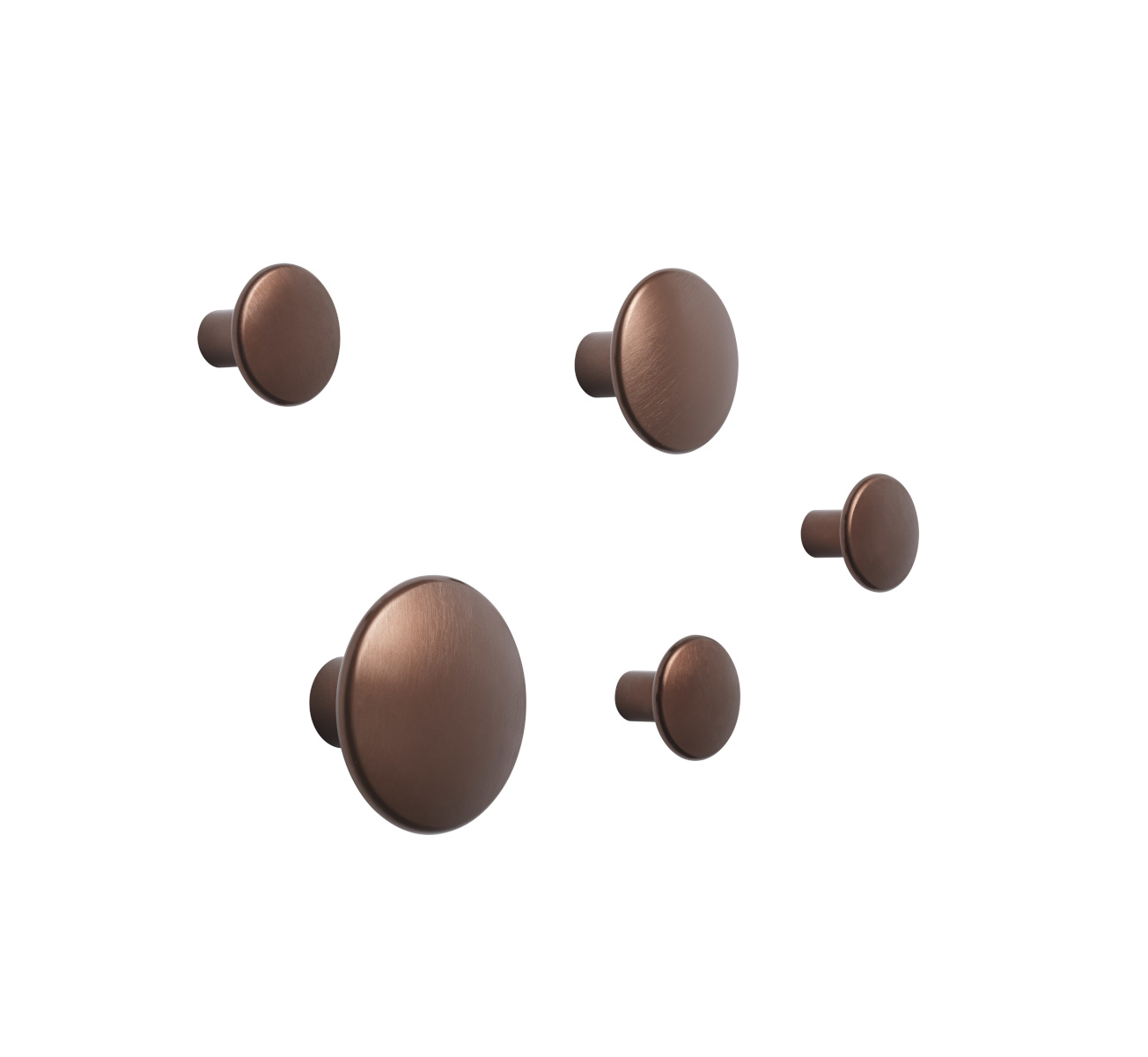 Dots Metall Wandhaken 5er-Set, umber Dots Metall Wandhaken 5er-Set, umber