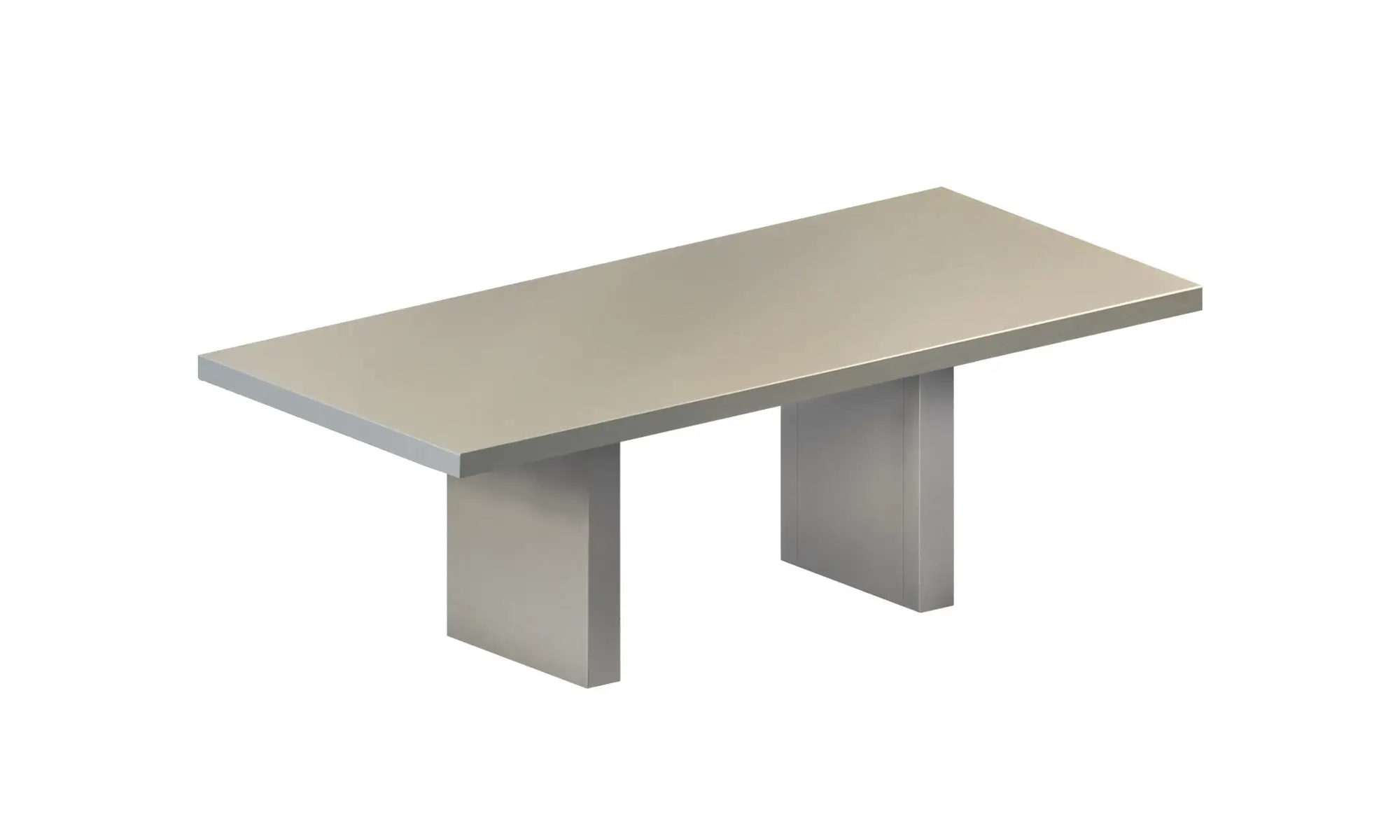 Zeus Tommaso Outdoor Gartentisch 180 × 90 cm in betongrau mit rechteckiger Tischplatte und markantem Untergestell für den Außenbereich.