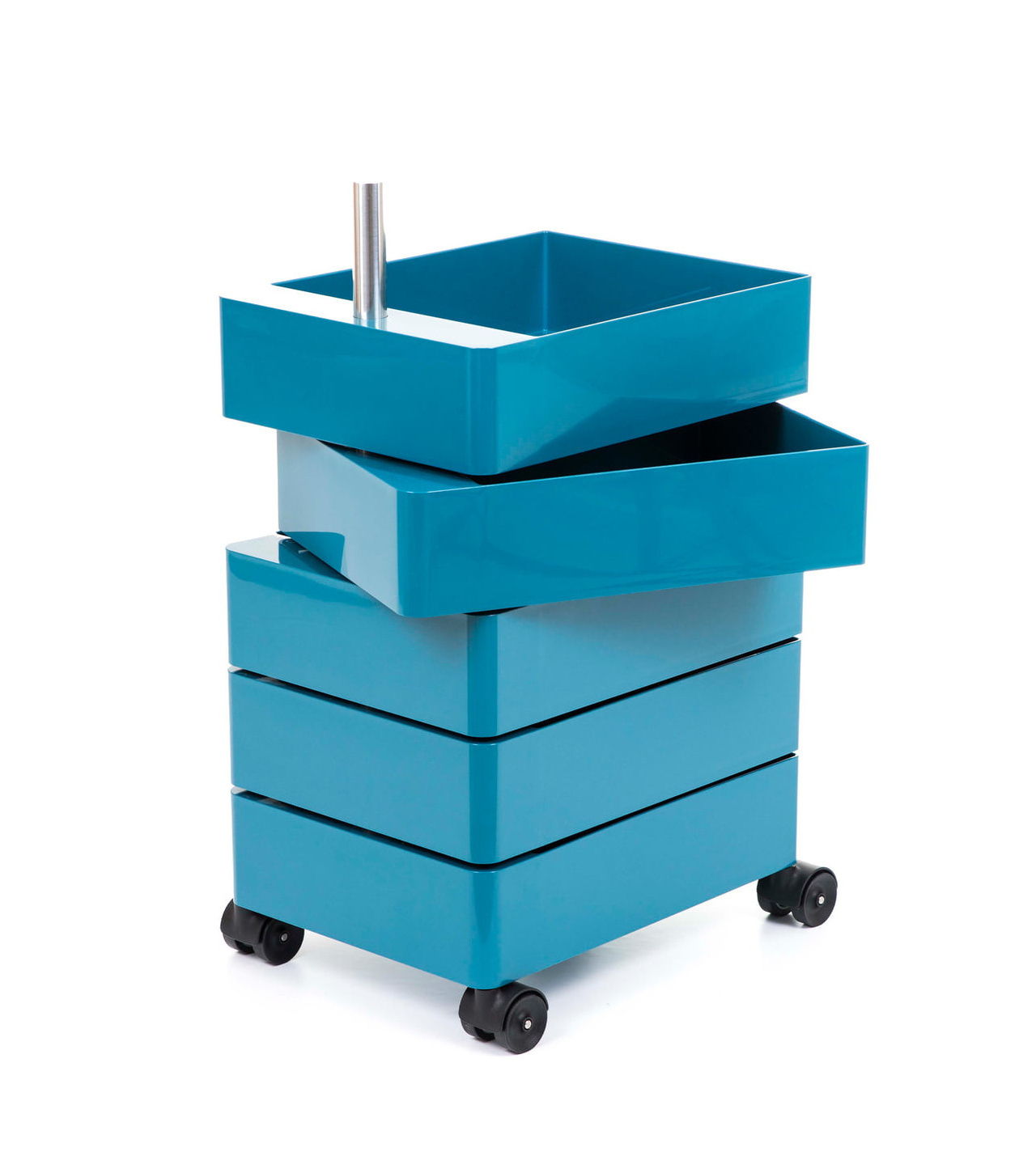 Magis 360° Rollcontainer blau, 5 Fächer, moderner Büro-Organizer, mobil, funktional, italienisches Design