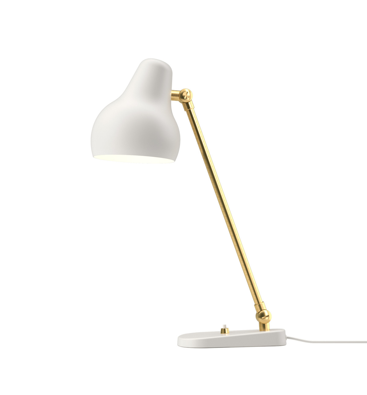 Louis Poulsen VL 38 Tischleuchte in Weiß, verstellbarer Arm, klassisches Design, hochwertige Verarbeitung, ideal für Schreibtisch.
