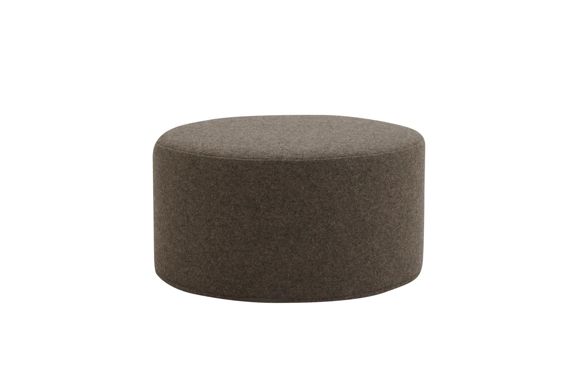 Softline Drum Hocker Large in Dunkelgrau aus vorderer Perspektive mit breiter, runder Sitzfläche und vollständig gepolstertem zylindrischem Korpus.