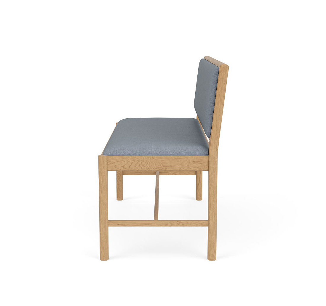 FDB Møbler J176 Sønderborg Bank, ergonomisch & funktional, Eiche natur geölt, Ploegwool blue, nordisch, nachhaltig