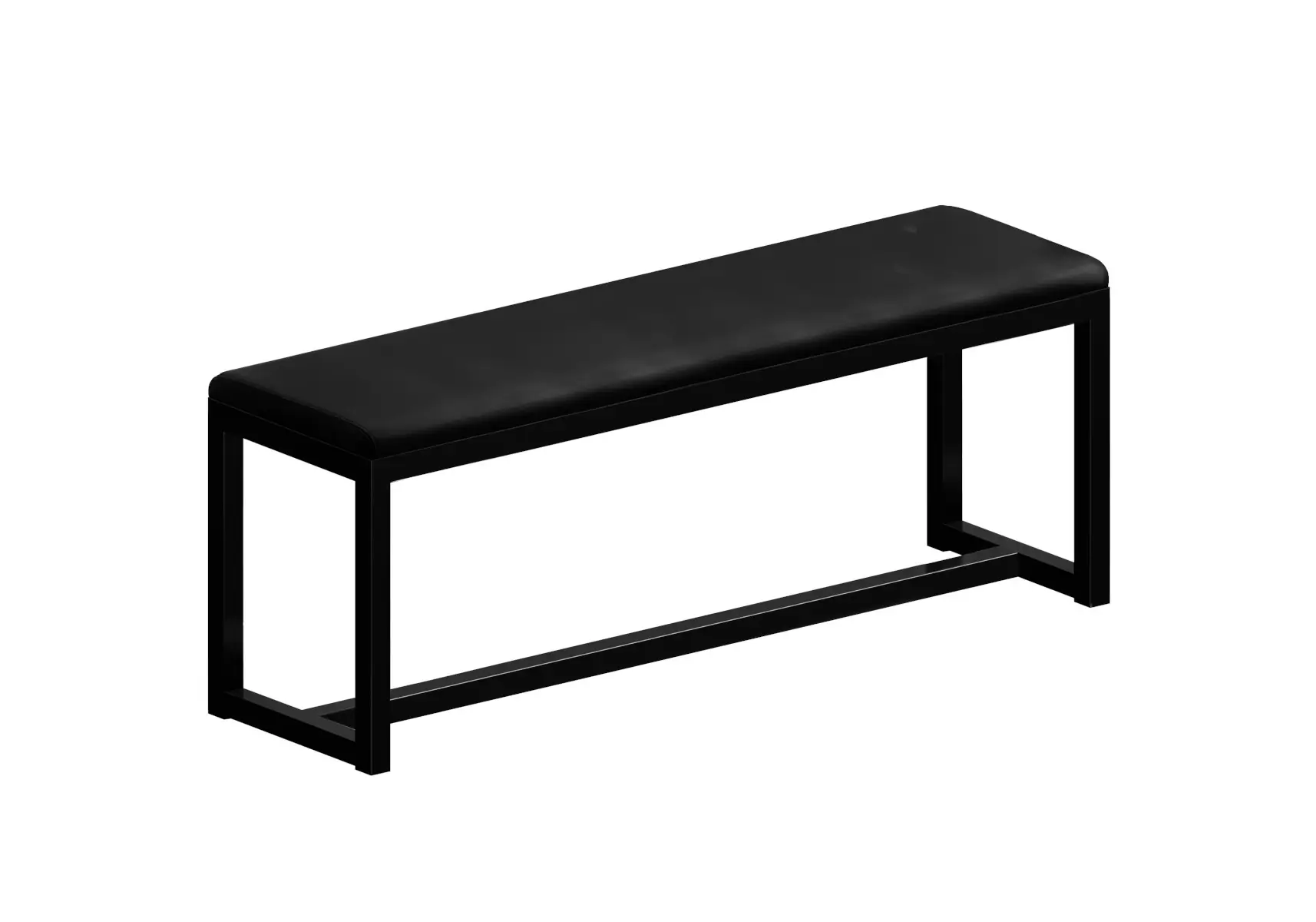 Zeus Big Brother Bank 130 cm in Schwarz mit gepolsterter Sitzfläche und geradlinigem Metallgestell
