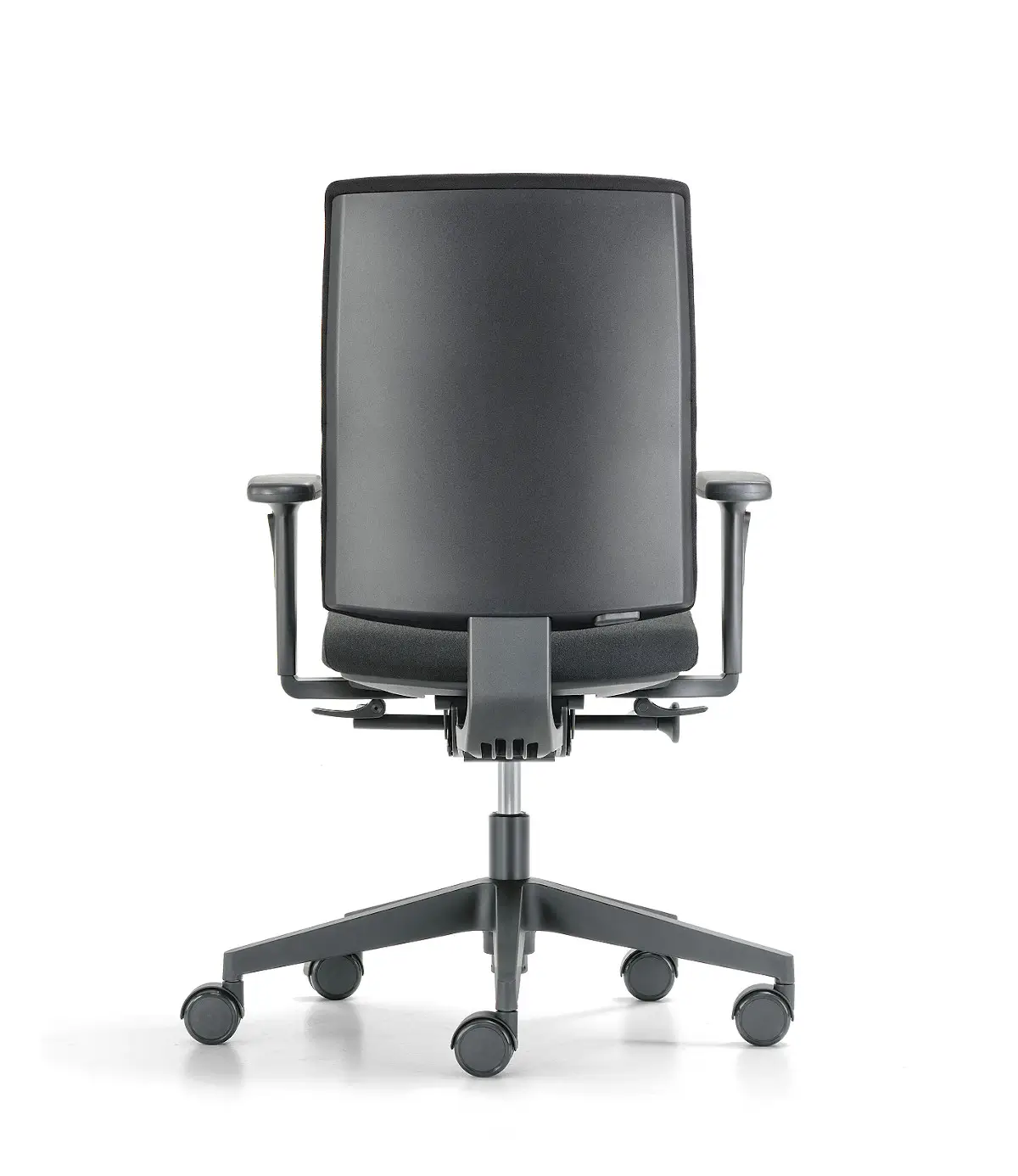 Girsberger Kyra Edition Bürostuhl in Schwarz mit Armlehnen und hoher Rückenlehne in der Rückansicht