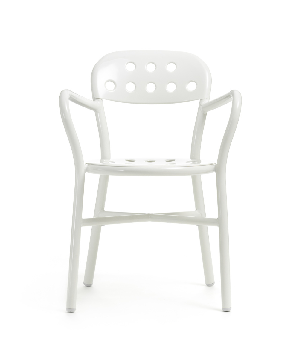 Magis Pipe Stuhl mit Armlehne, weiß, ergonomisch, stilvoll, leichter italienischer Designstuhl