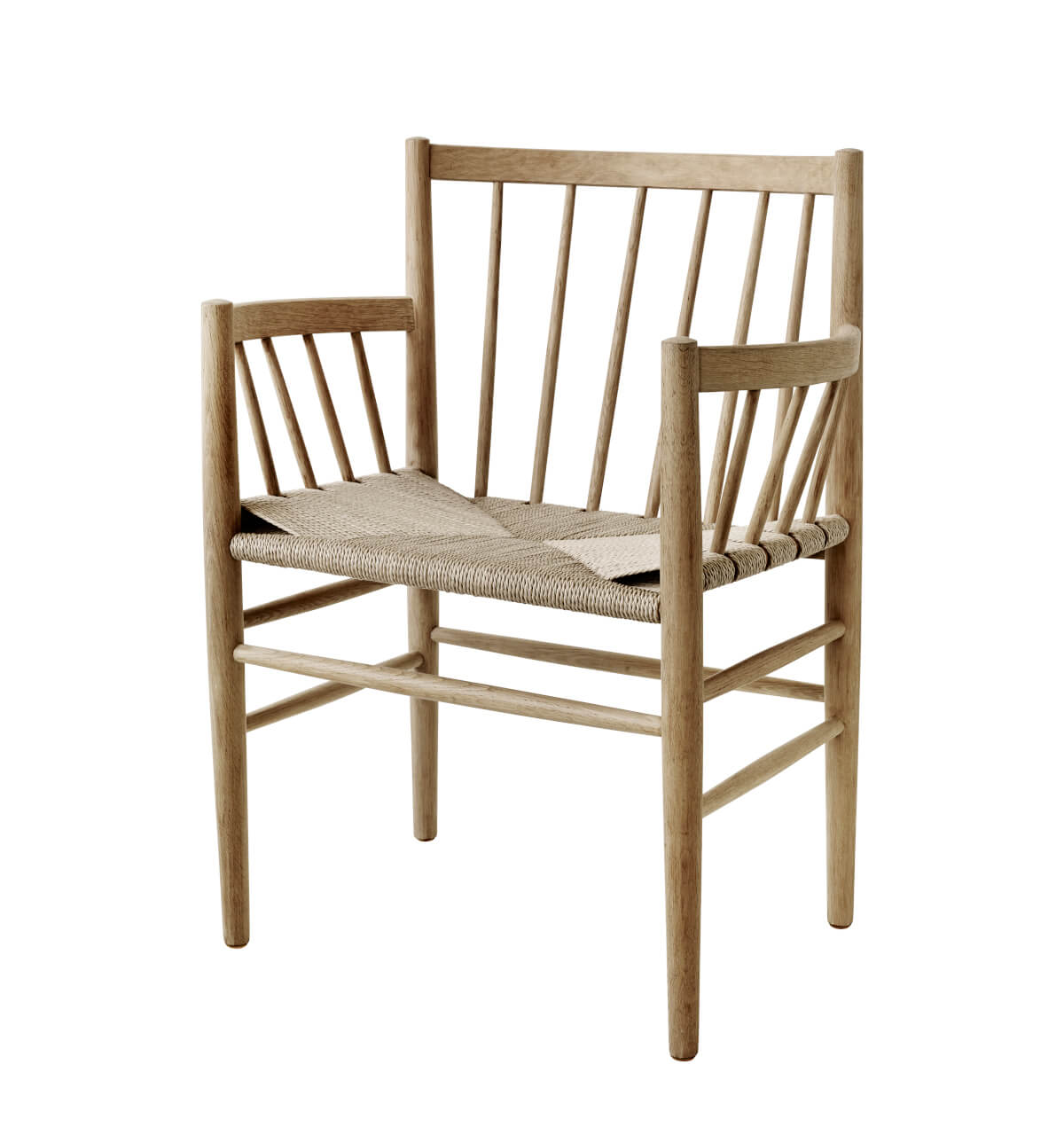FDB Møbler J81 Armlehnstuhl, nordisch, Eiche natur, Naturgeflecht, nachhaltig, funktional, langlebig