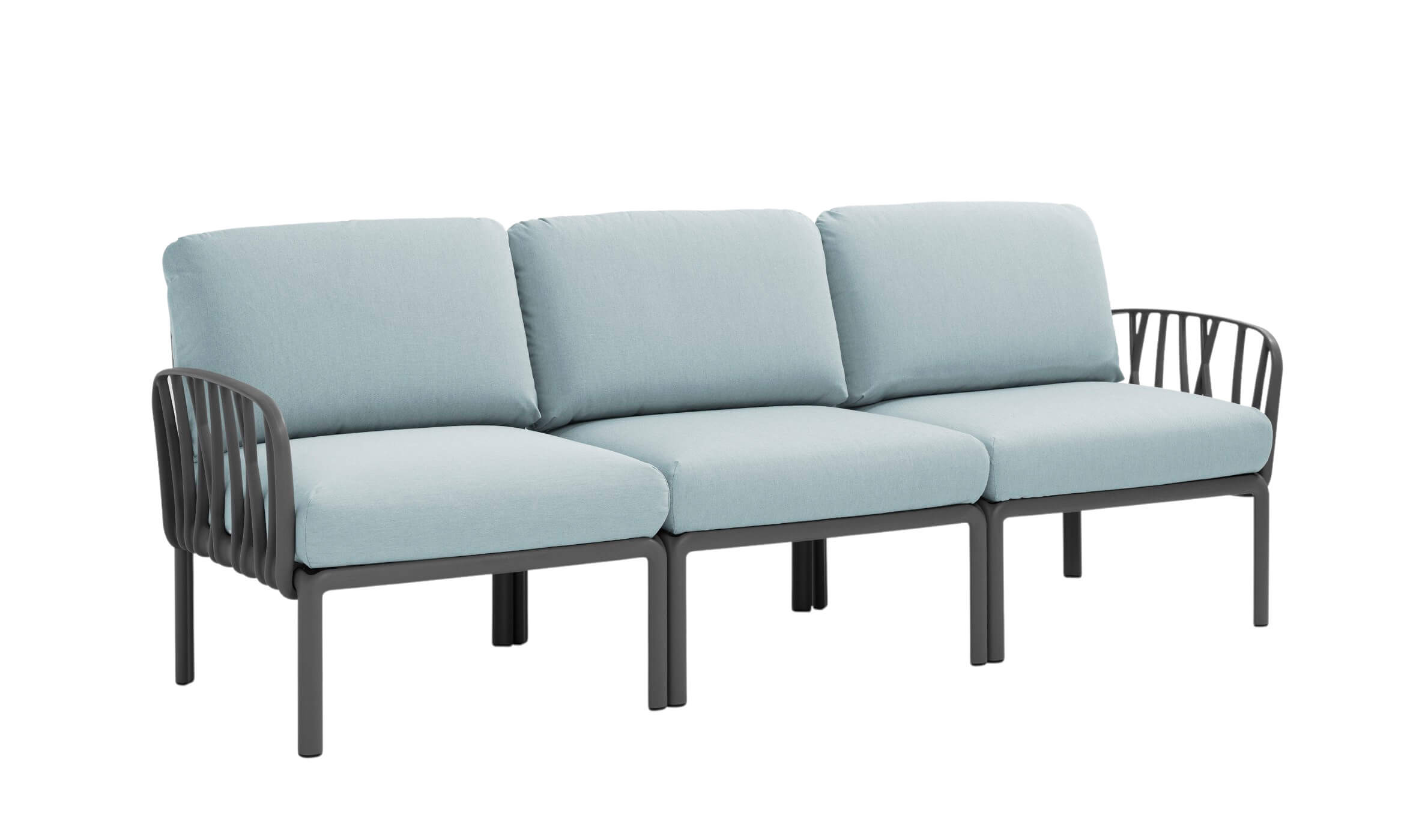 Nardi Komodo Gartensofa 3-Sitzer, anthrazit/ghiaccio Sunbrella, wetterfest, langlebig, modernes Outdoor-Design