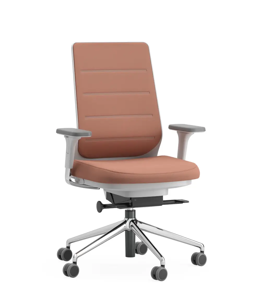 ICF Pyla Chair Fabric High Back Bürostuhl mit hoher Rückenlehne, gepolstertem Sitz, Armlehnen und Aluminium-Fußkreuz mit Rollen.