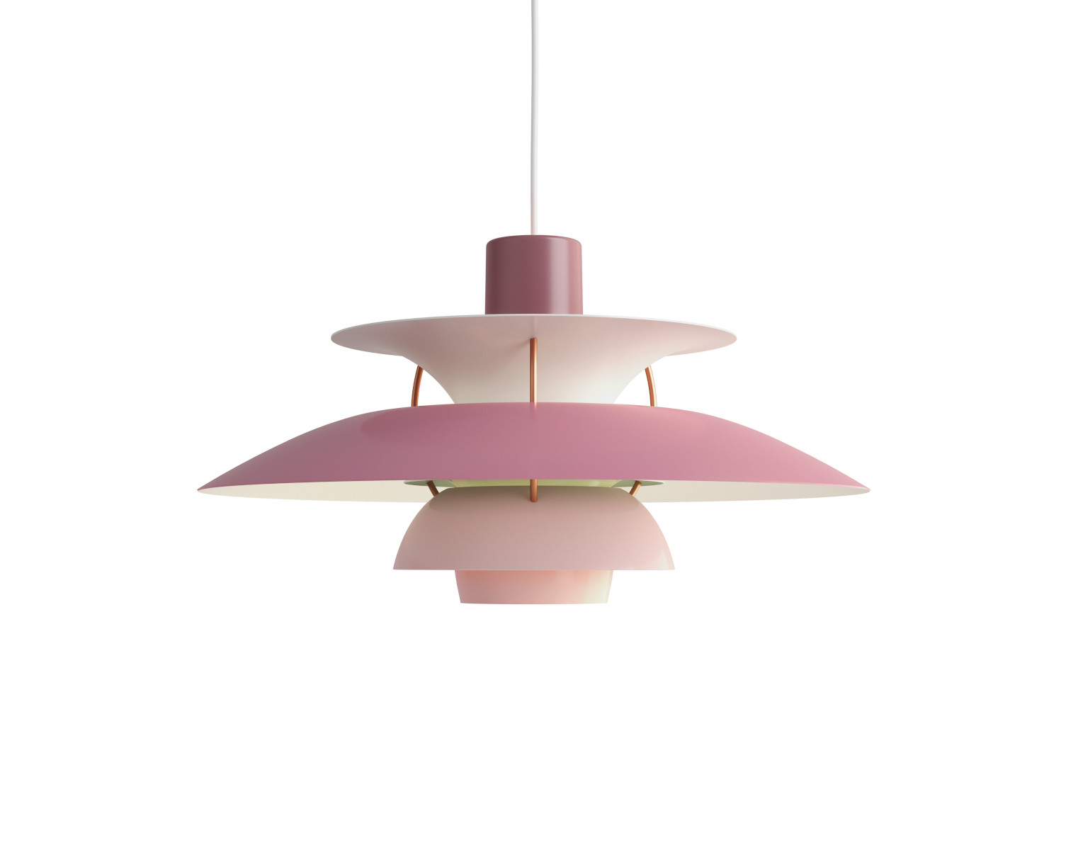 Louis Poulsen PH 5 Pendelleuchte Rosé – Designleuchte, skandinavischesign Louis Poulsen PH 5 Pendelleuchte in Rosétönen, Designlampe, dimmbares Licht, skandinavischer Stil