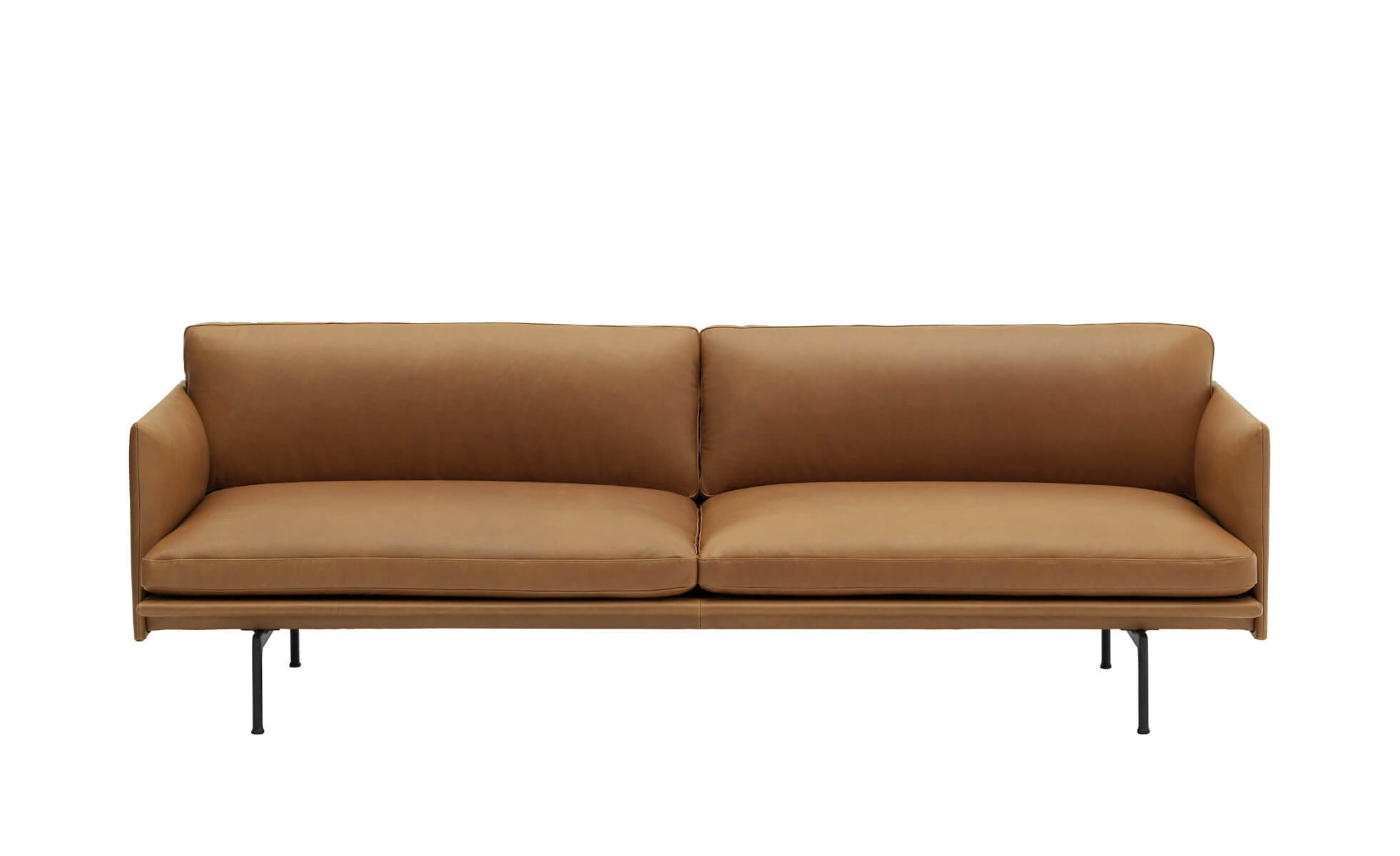 Outline Sofa 3-Sitzer, refine leder cognac / schwarz