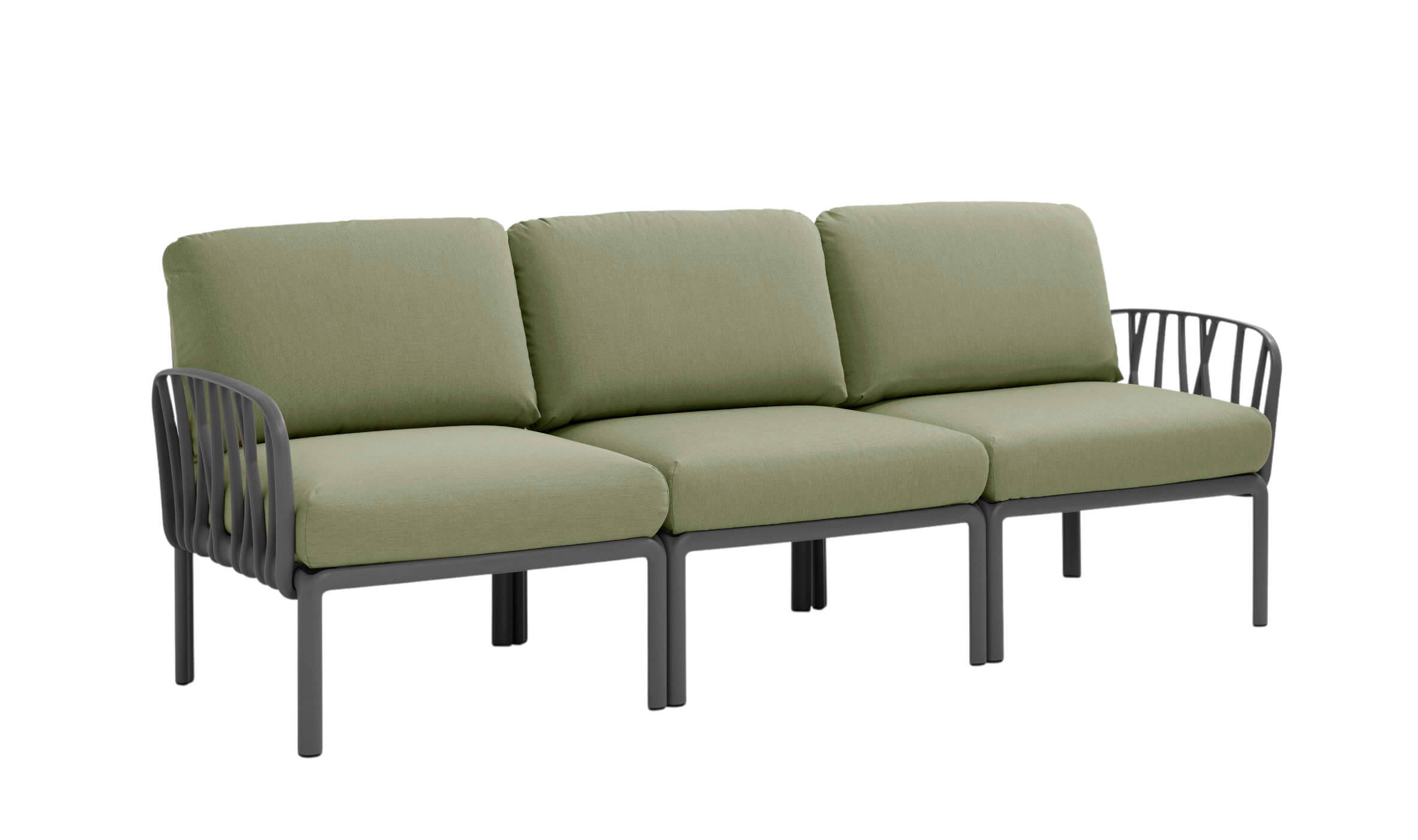 Nardi Komodo Gartensofa 3-Sitzer, anthrazit, Outdoor-Sofa, wetterfest, modular, italienisches Design, komfortabel