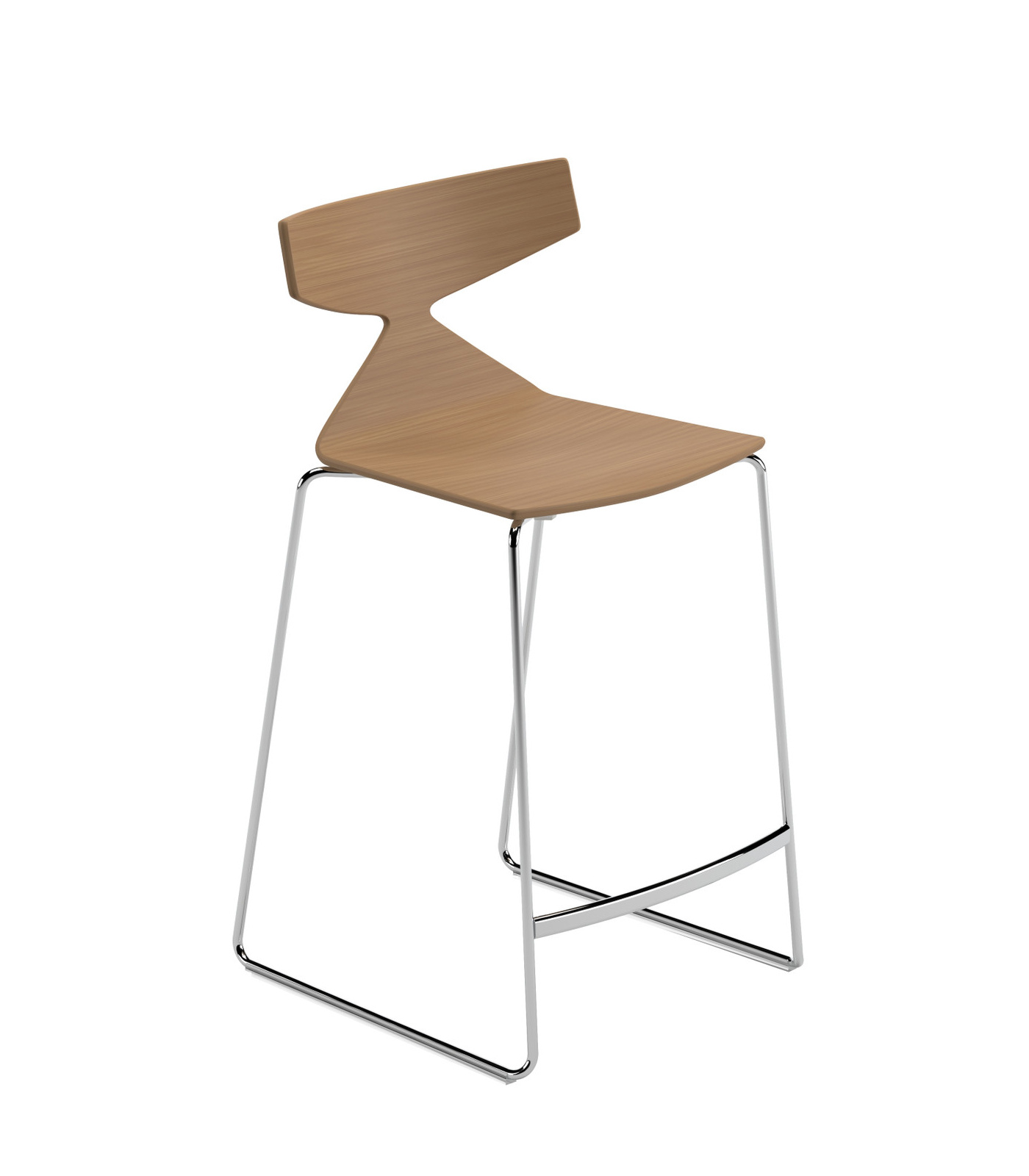 Saya Barhocker, höhe 65 cm, chrom / effekt teak #3703 Saya Barhocker, höhe 65 cm, chrom / effekt teak #3703