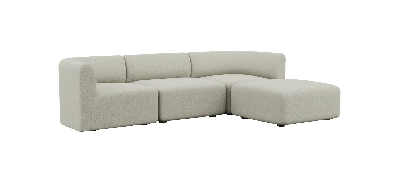 Fjord Sofa 3-Sitzer mit Hocker, cosmo beige