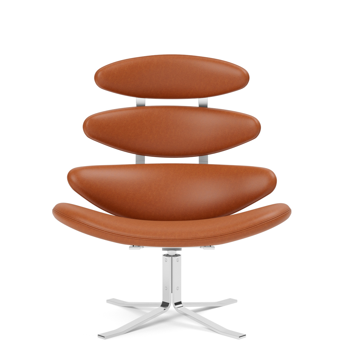 Corona Chair, brushed steel / leder max 95 cognac