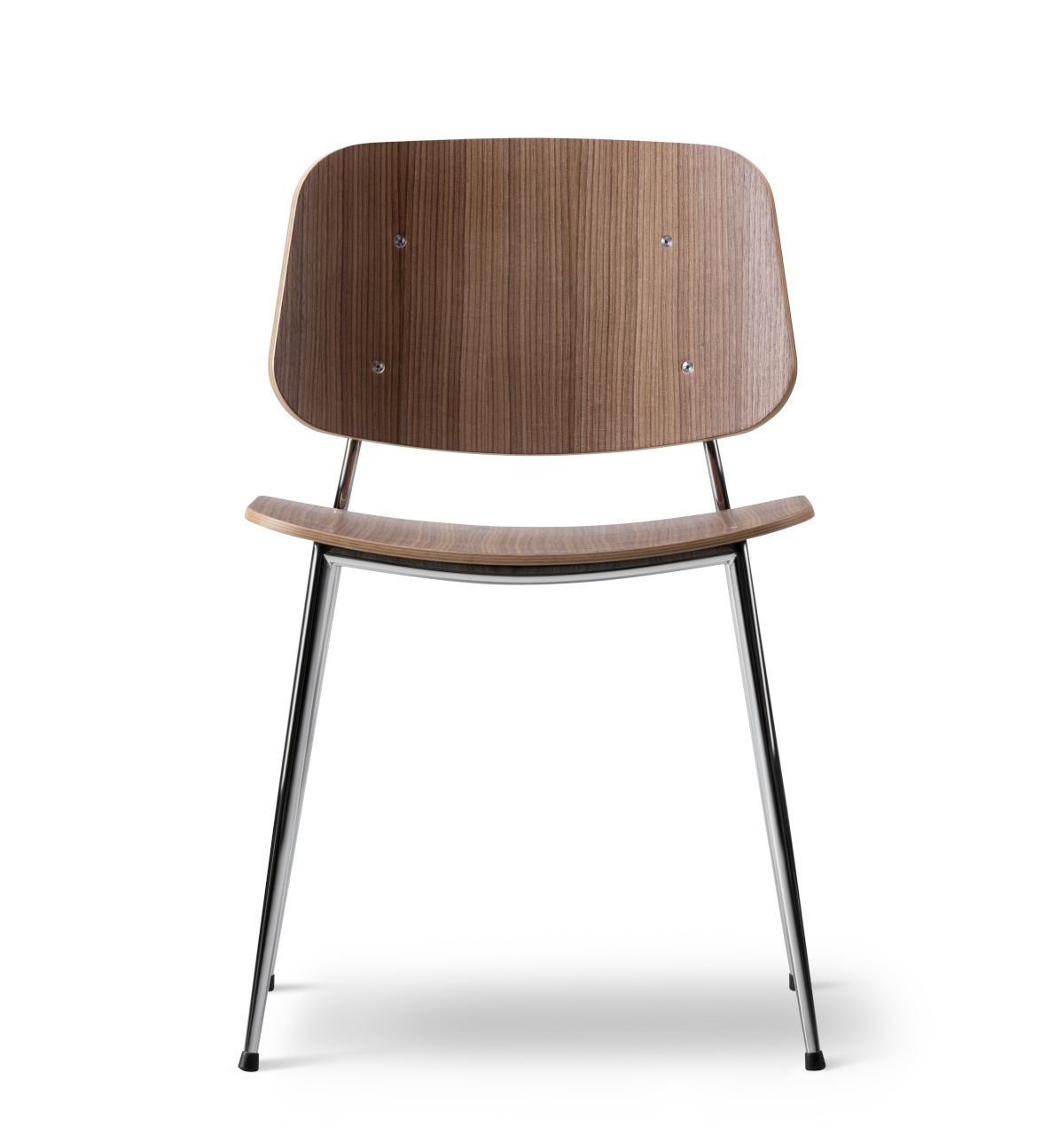 Søborg Metal Base Stuhl, chrom / walnuss lackiert