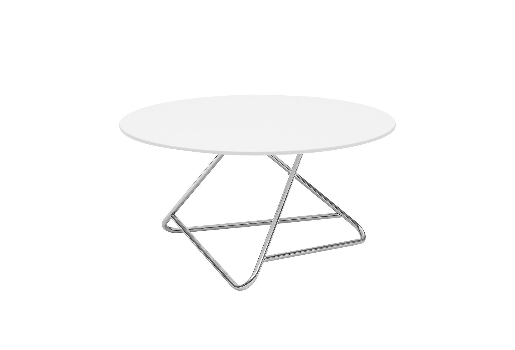 Softline Tribeca Beistelltisch in Chrom und Weiß, moderner Design-Beistelltisch mit runder Tischplatte