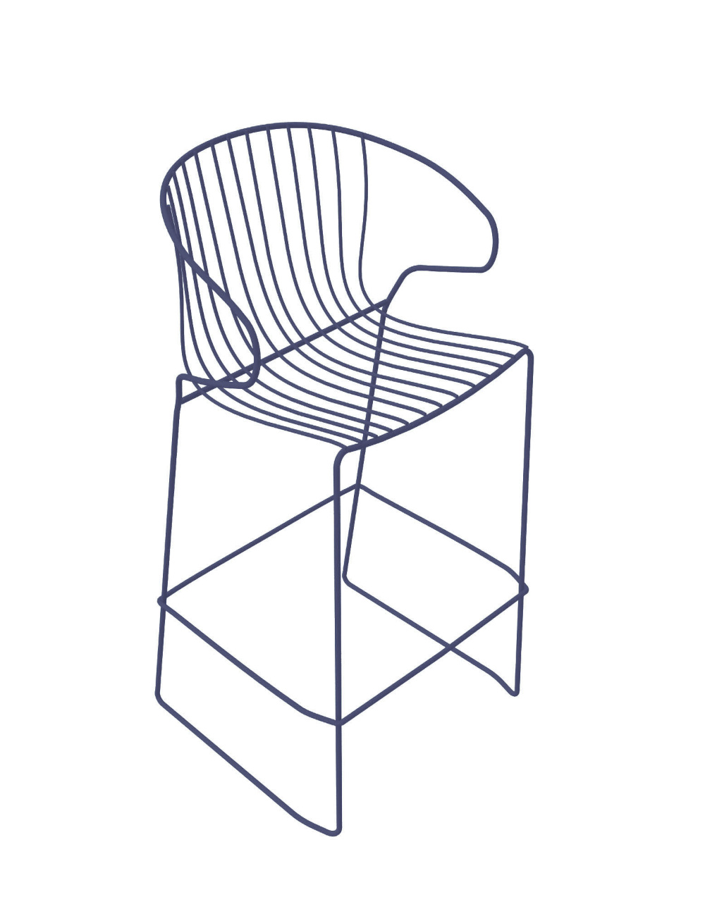 Bolonia Barhocker, höhe 65 cm, stahlblau