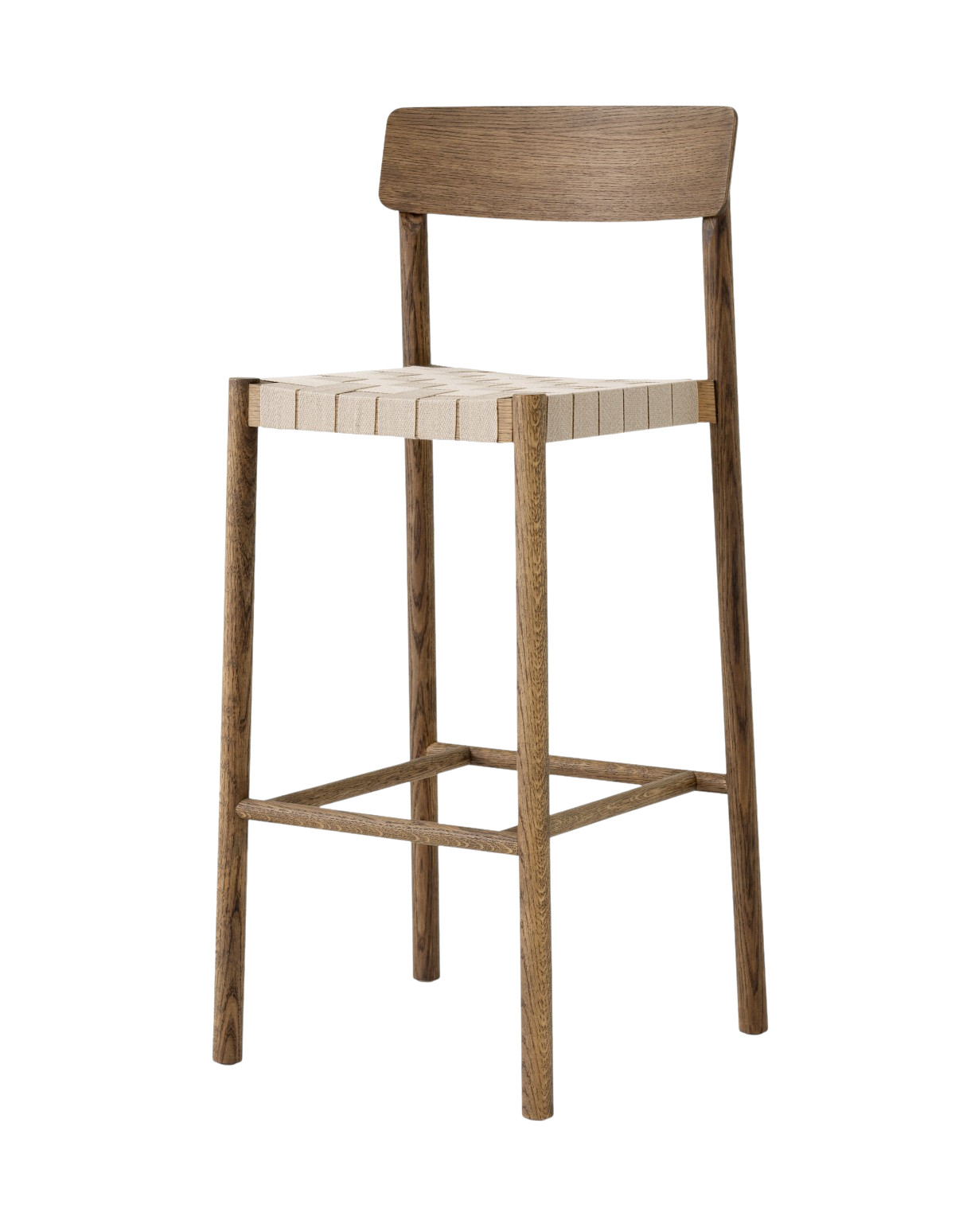 Betty TK15 Barhocker, höhe 75 cm, eiche geräuchert / gewebe natur