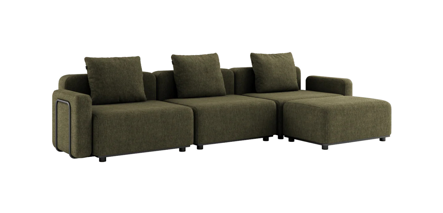 Cobana Loungesofa 3-Sitzer mit Armlehnen mit Hocker, kirra olive