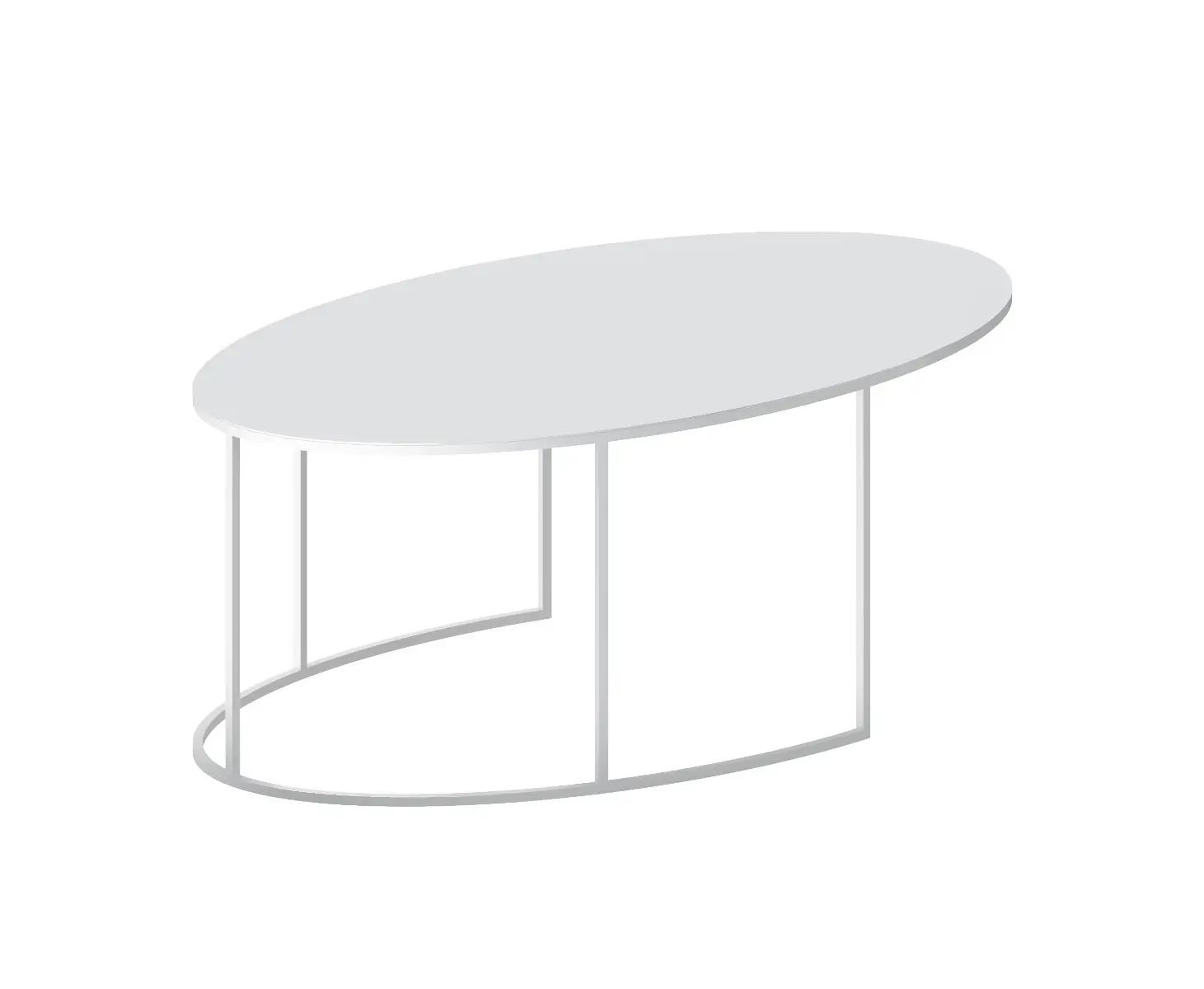 Zeus Slim Irony Oval Couchtisch in Weiß als platzsparender Designtisch für den Wohnbereich