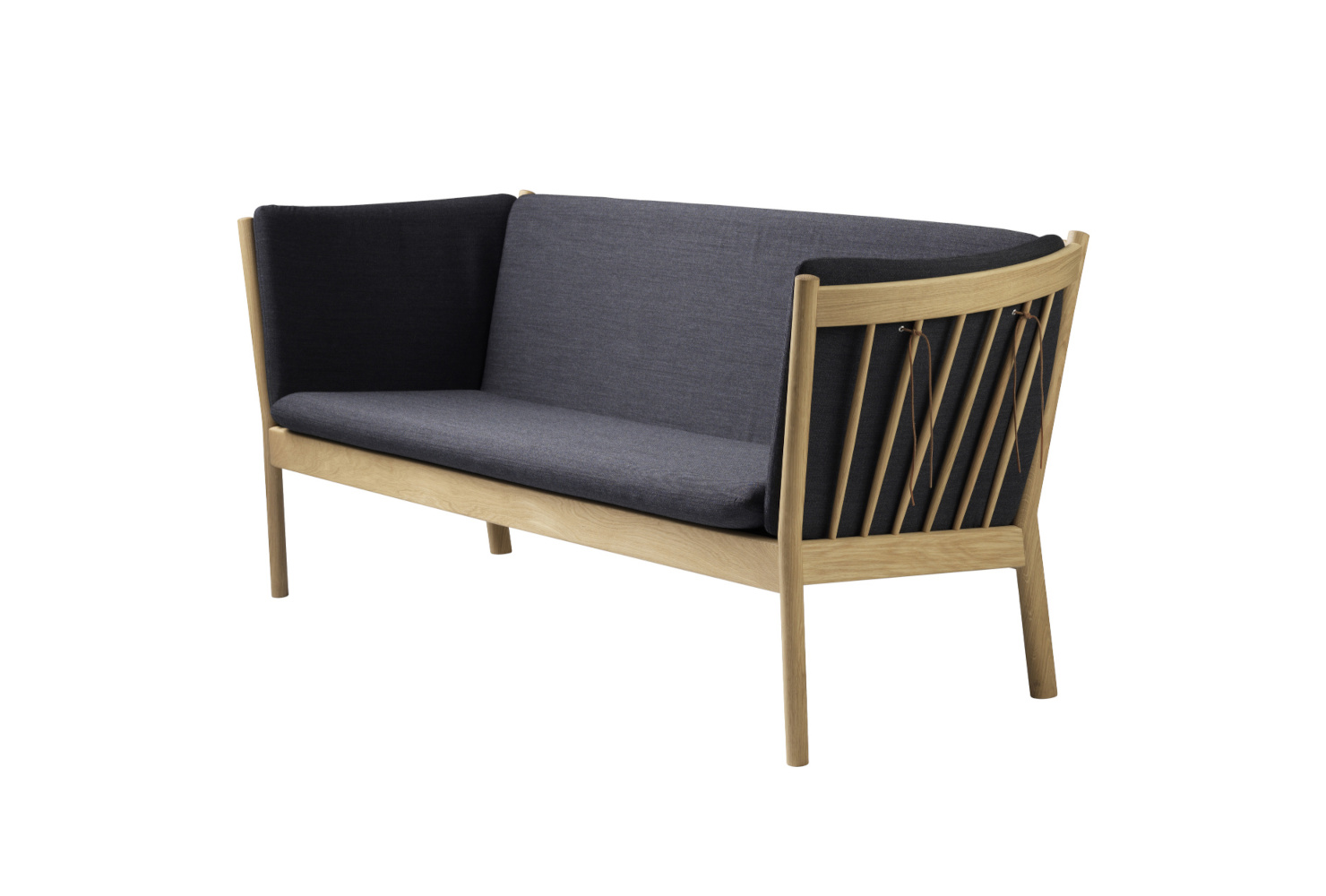 FDB Møbler J149 3-Sitzer Sofa, ergonomisch, Eiche natur, dunkelgrauer Bezug, nachhaltig, komfortabel