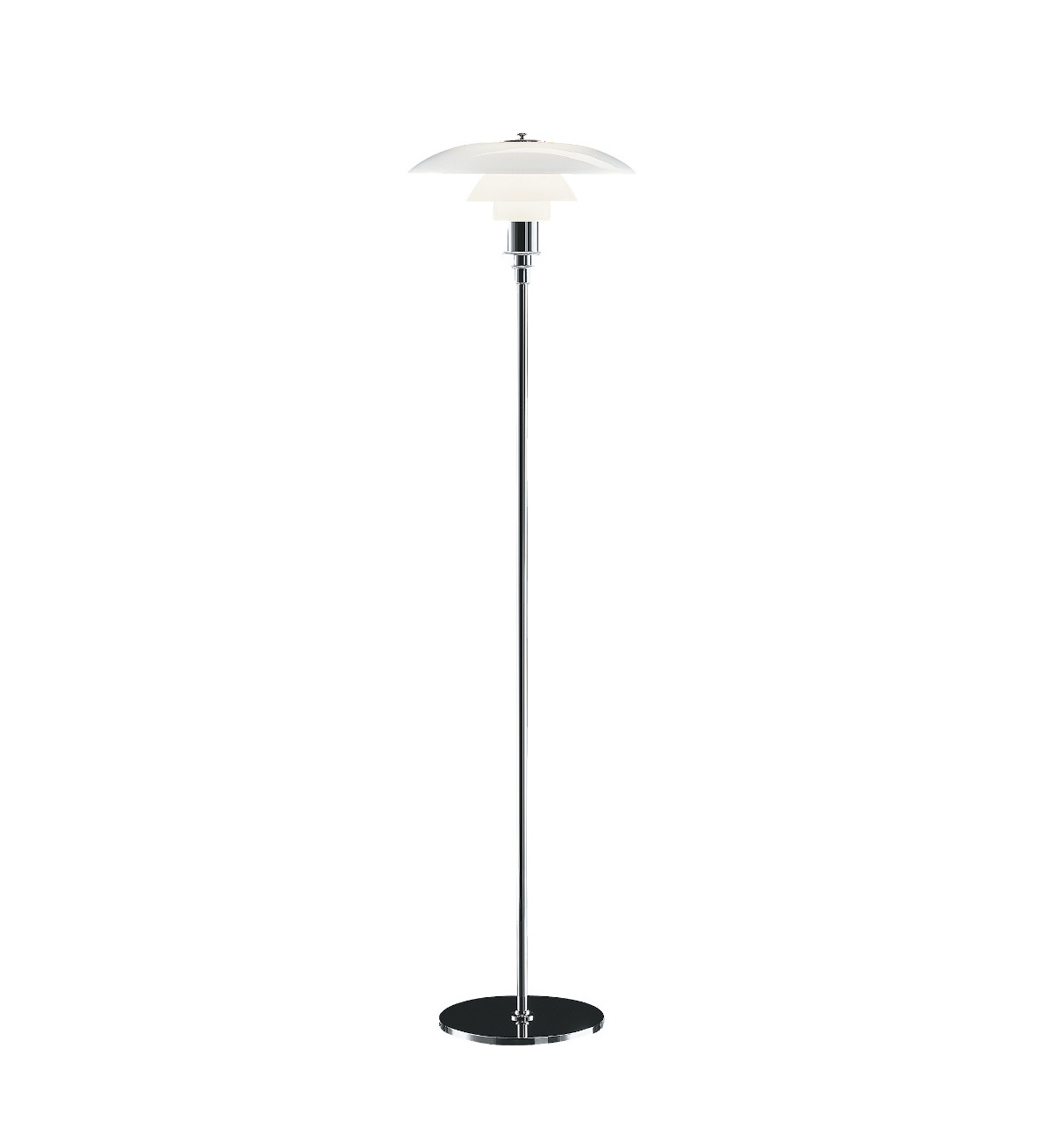 Louis Poulsen Licht/Schwarz Ph 3½-2½ Stehleuchte, High Lustre Chrome Plated