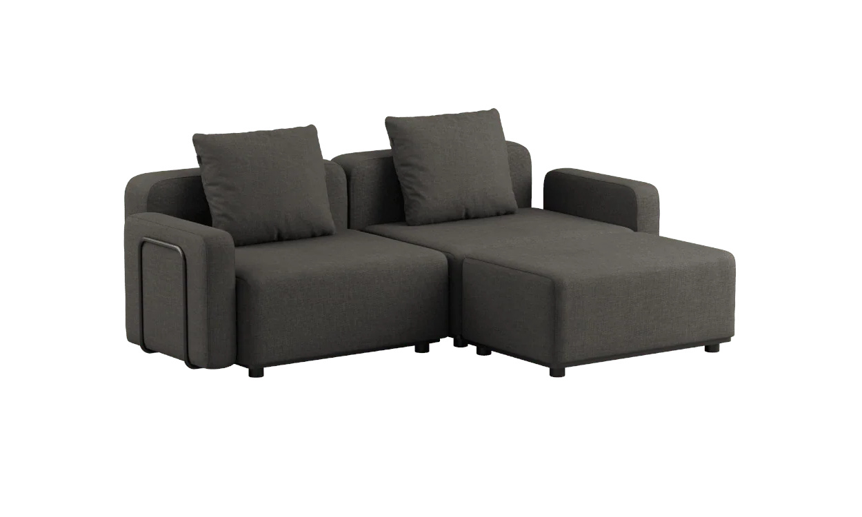 Cobana Loungesofa 2-Sitzer mit Armlehnen mit Hocker, kirra noir