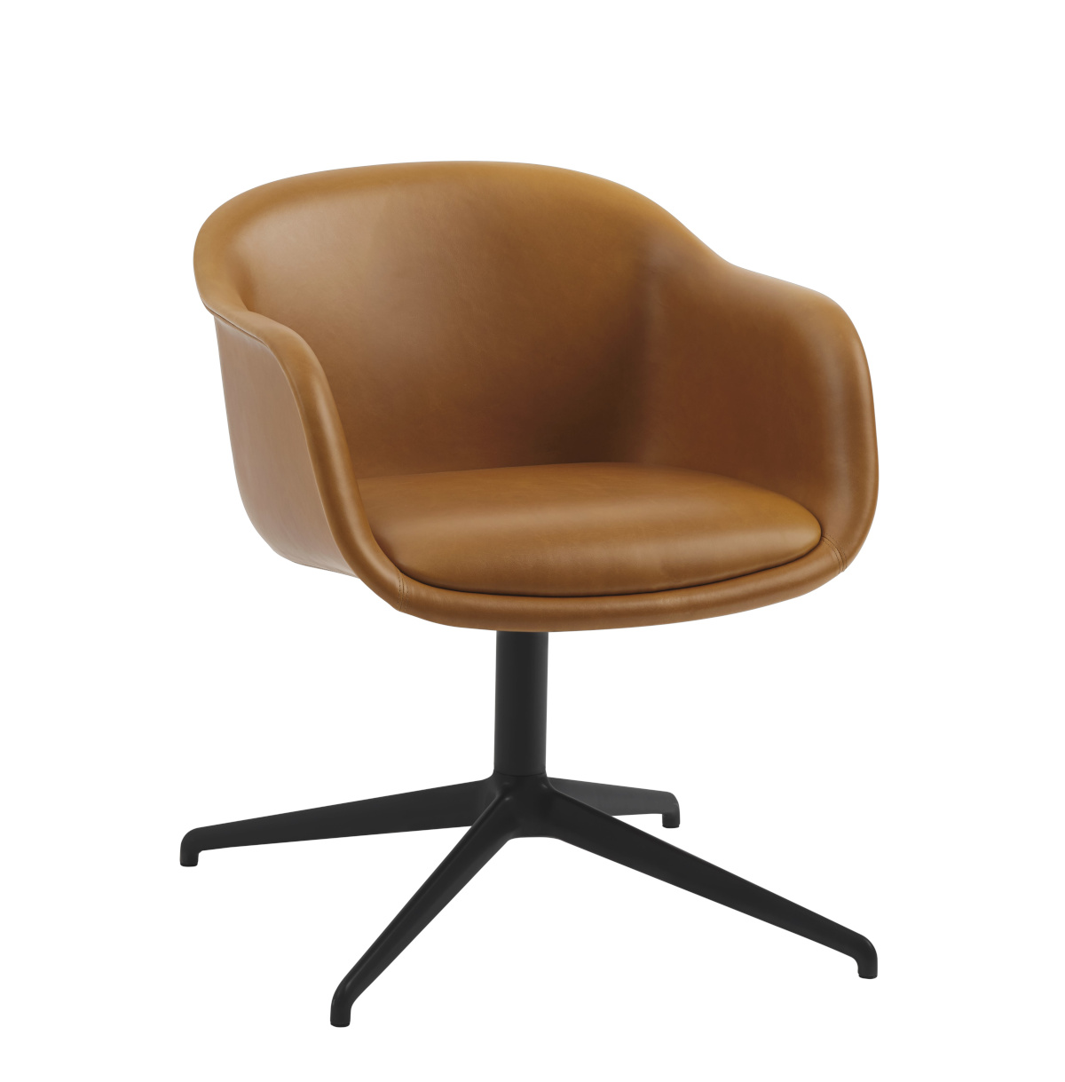 Fiber Conference Armchair, swivel base, refine leder cognac / schwarz Fiber Conference Armchair, swivel base, refine leder cognac / schwarz