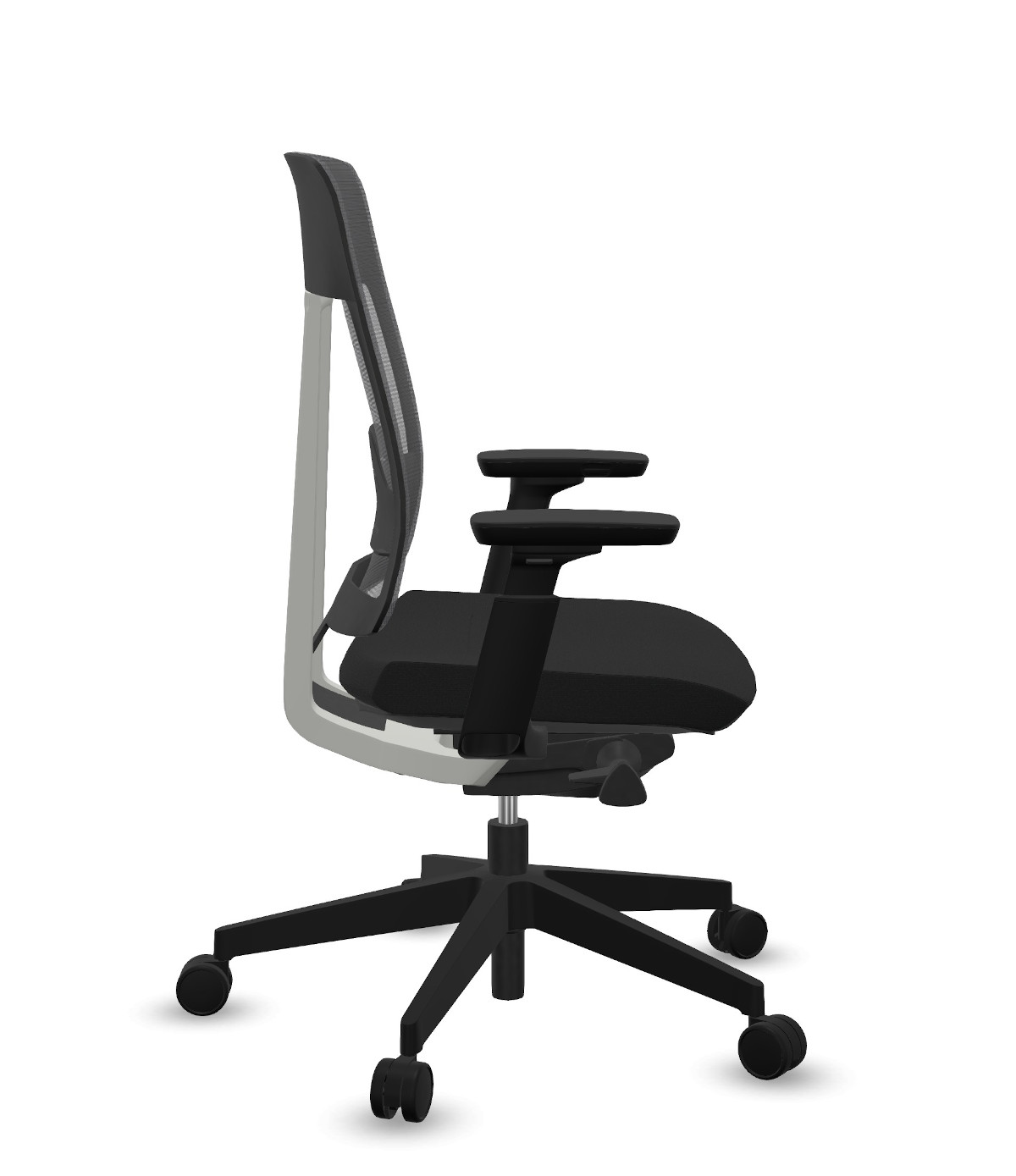 Design-Bürostuhl mit luftdurchlässigem Netzrücken, stabiler Basis und individueller Anpassung für lange Sitzzeiten