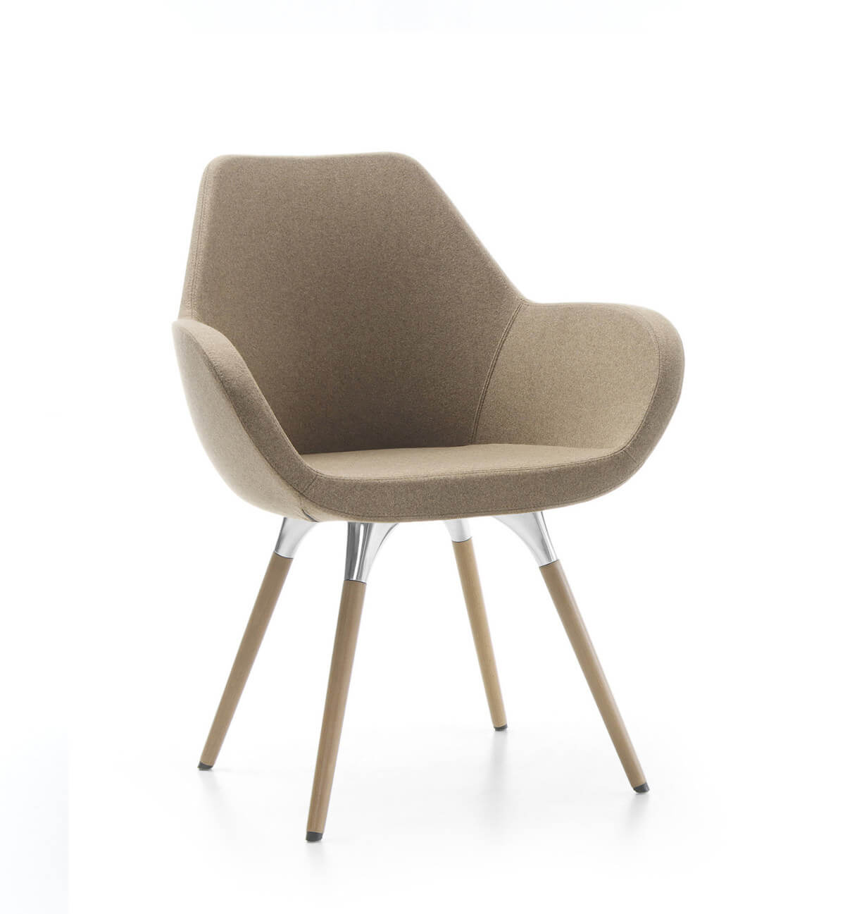 Eleganter Profim Fan 10HW Sessel mit Holzgestell, ergonomische Sitzfläche und Rückenlehne