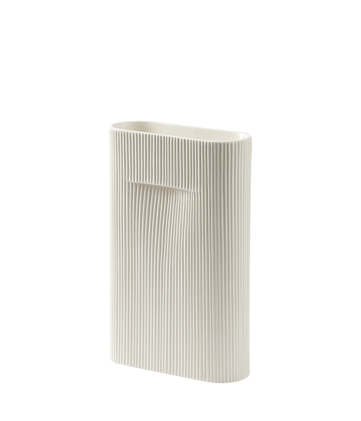 Ridge Vase, H 35 cm, off white