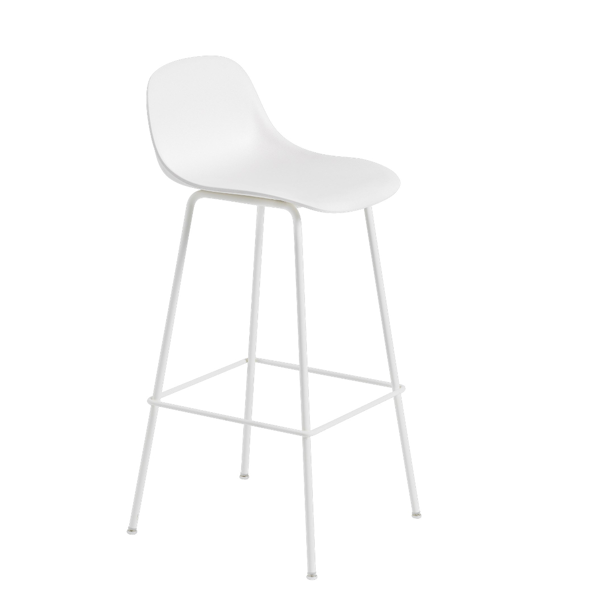 Fiber Barhocker mit Rückenlehne, tube base, höhe 75 cm, natural white / weiß