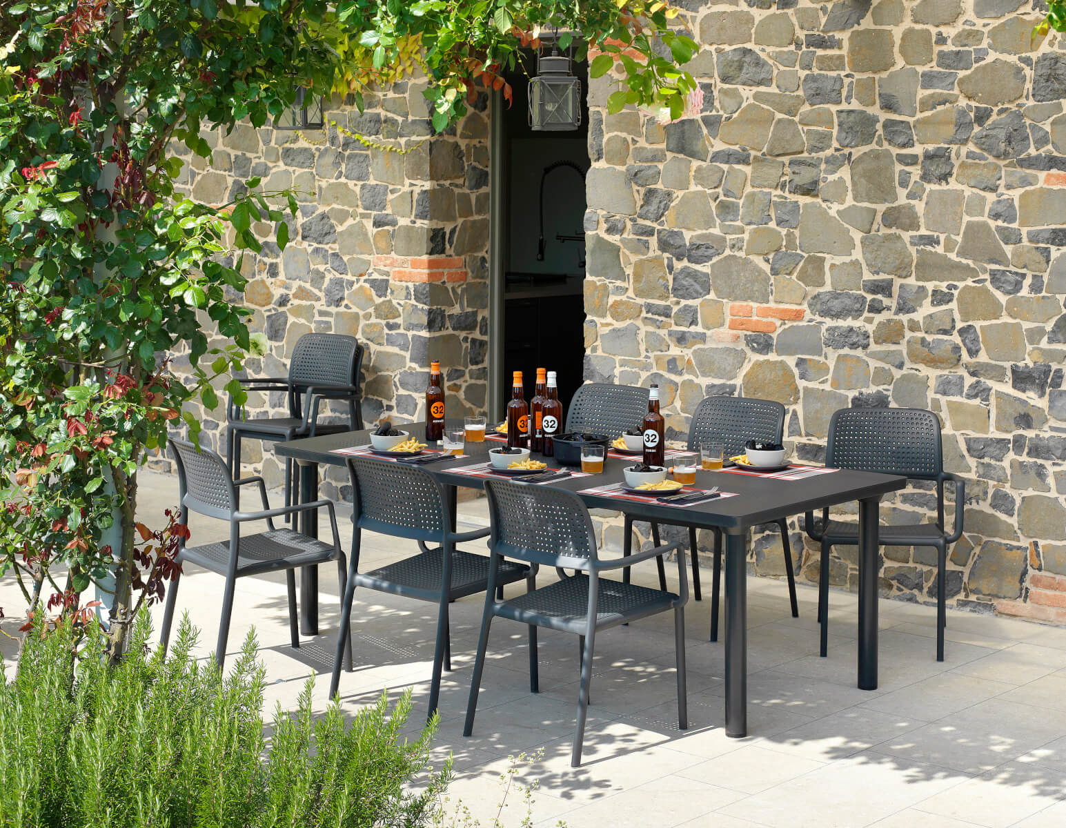 Moderner Nardi Libeccio Tisch, ausziehbar, robust und funktional – stilvolles Design für Terrasse oder Balkon