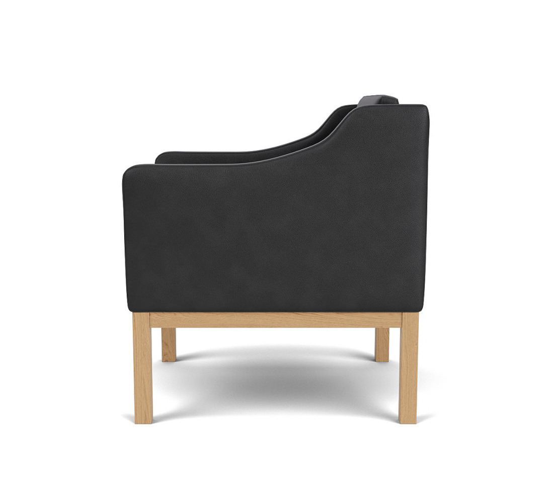 FDB Møbler MK155 L46 Sessel, ergonomisch, Eiche natur, Leder schwarz, nordisches Design, elegant, langlebig