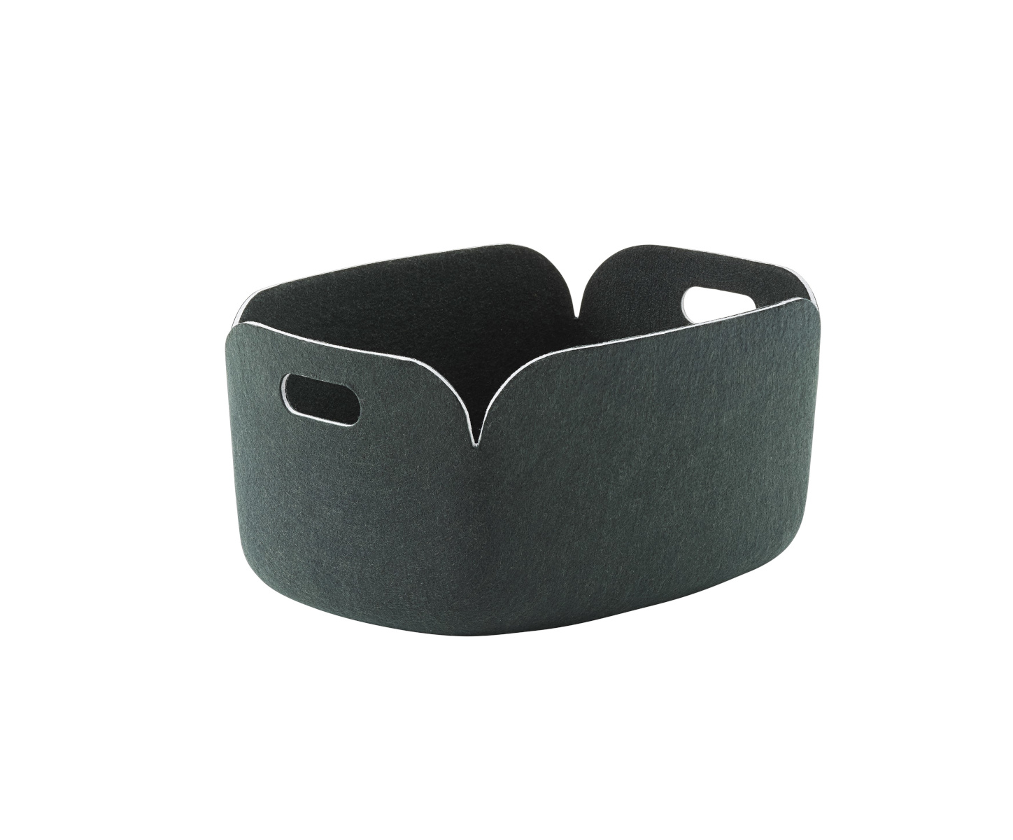 Muuto Restore Aufbewahrungskorb dunkelgrün – nachhaltige und elegante Aufbewahrungslösung Muuto Restore Aufbewahrungskorb in dunkelgrün aus recyceltem Filz, modernes Design für stilvolle Organisation
