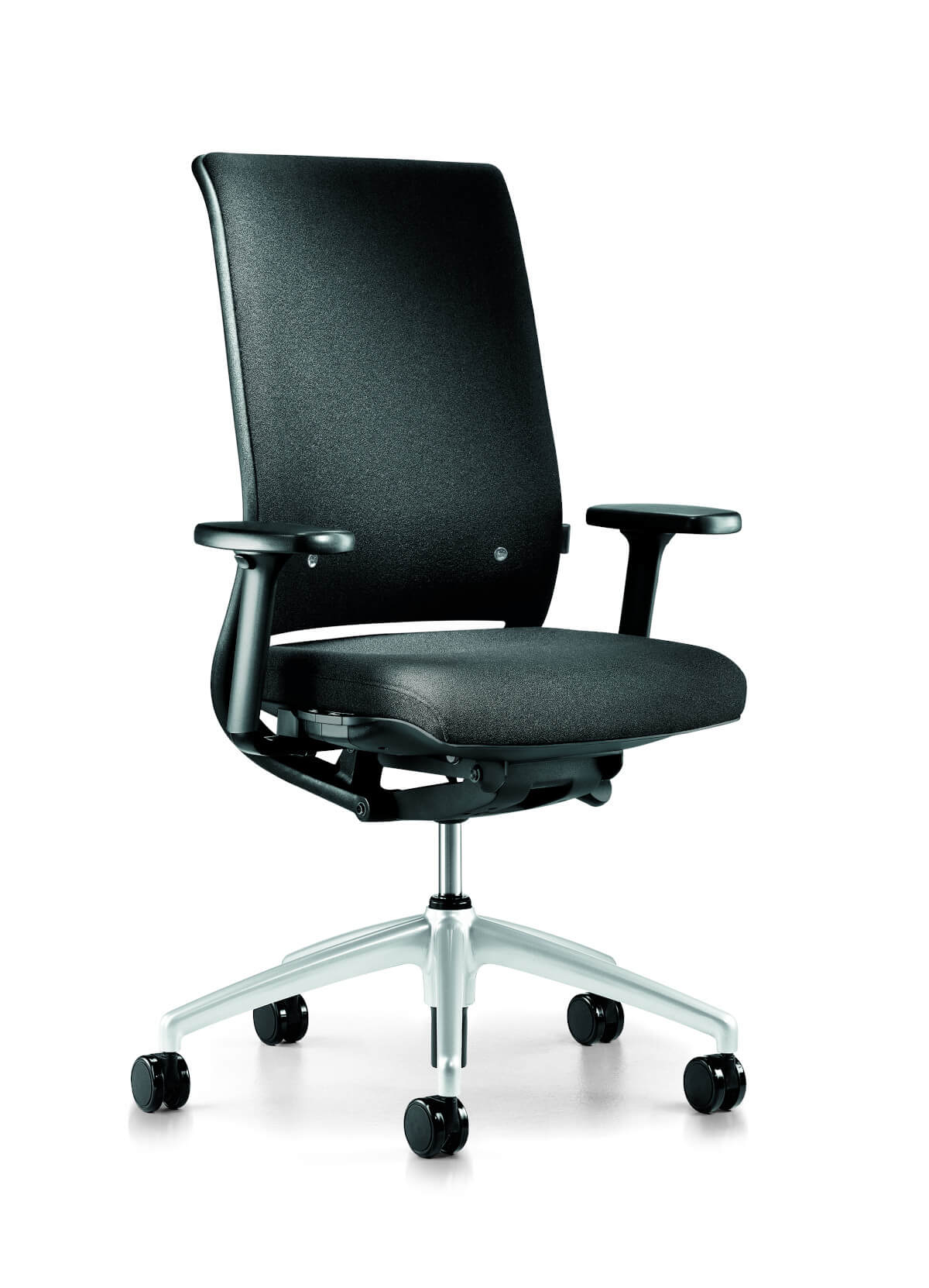 Ergonomischer Bürodrehstuhl Hero 162H von Interstuhl mit Synchronmechanik, höhenverstellbar, in Schwarz