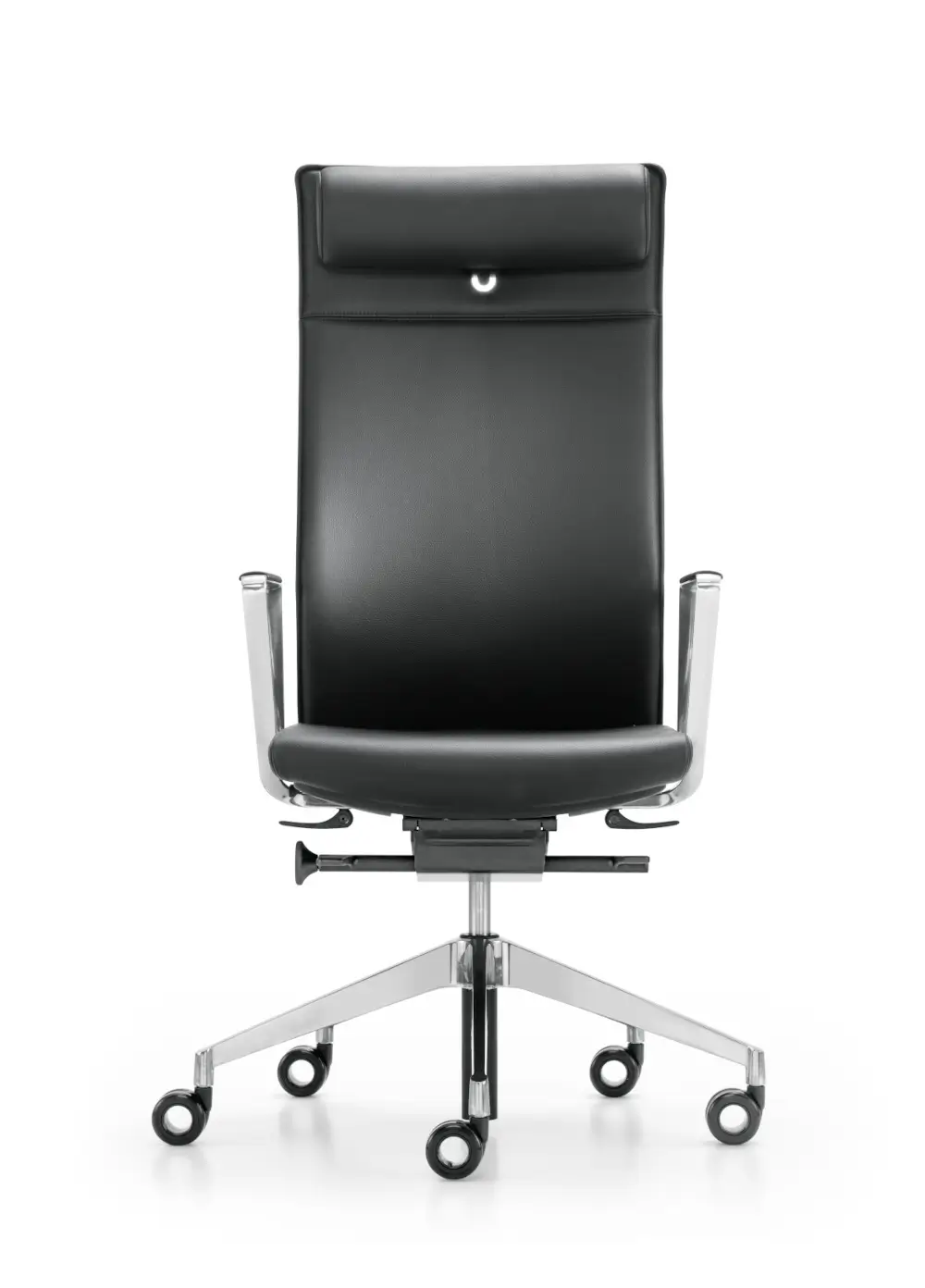 Girsberger Diagon Executive Bürostuhl mit hoher Rückenlehne und Kopfstütze für komfortables Sitzen am Arbeitsplatz.