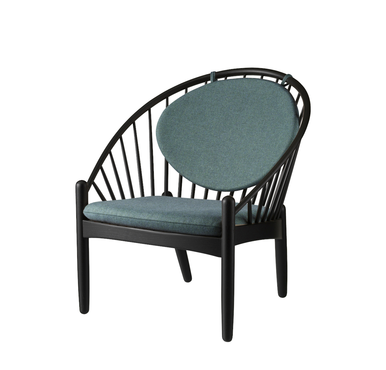 FDB Møbler J166 Jørna Sessel, ergonomisch, Eiche schwarz, grün, nordisches Design, langlebig, funktional