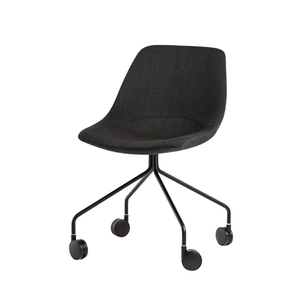 Noti Mishell Stuhl in Schwarz mit 4-Stern-Drehgestell und Rollen