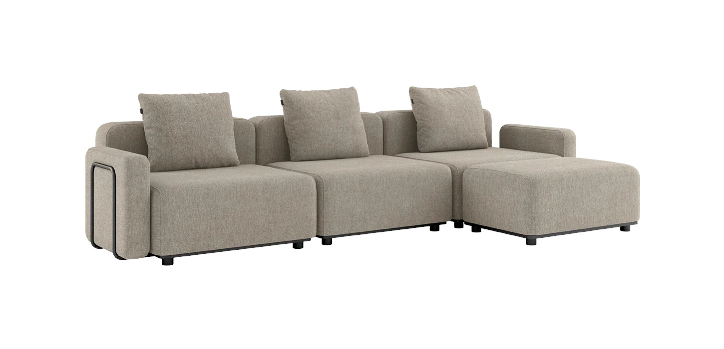 Cobana Loungesofa 3-Sitzer mit Armlehnen mit Hocker, kirra sand