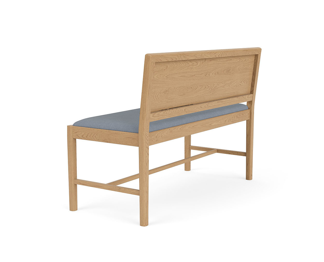 FDB Møbler J176 Sønderborg Bank, nordisches Design, Eiche natur geölt, Ploegwool blue, langlebig, hochwertig