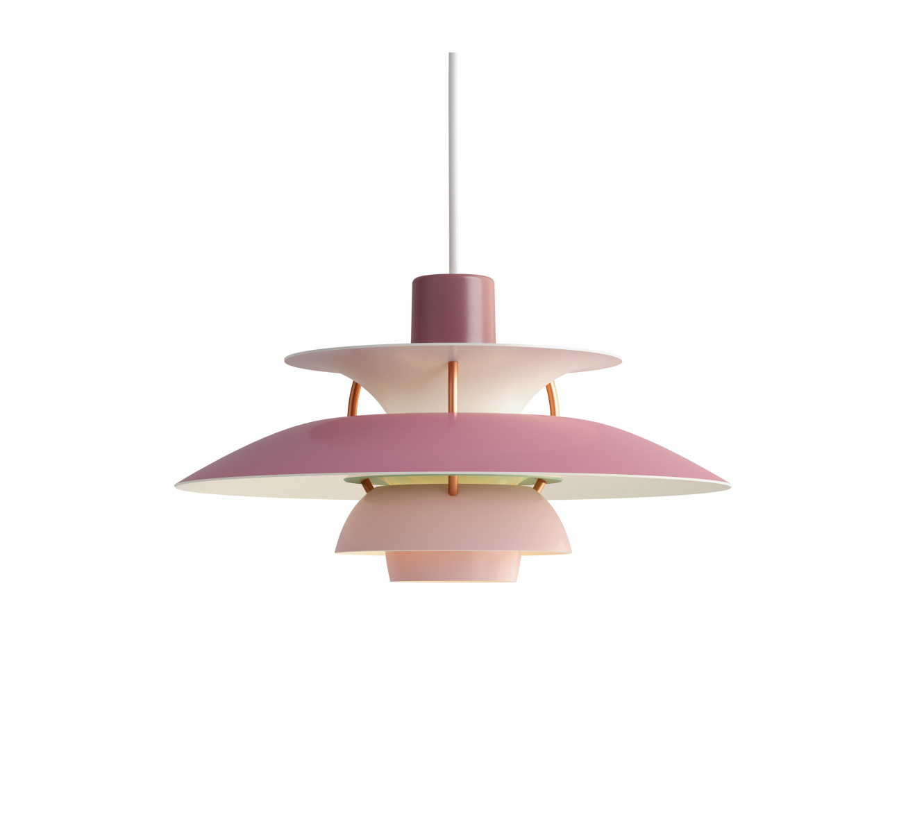 Louis Poulsen PH 5 Mini Pendelleuchte in Rosa-Tönen, modernes Design, dimmbar, hochwertige skandinavische Beleuchtung